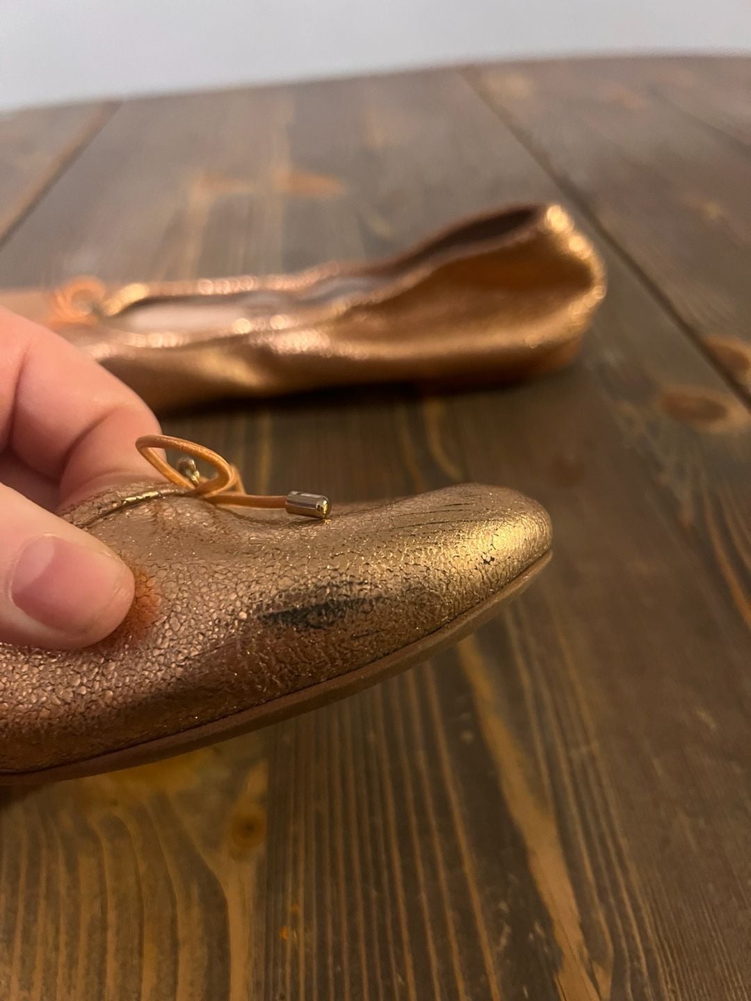Sam Edelman Felicia Ballet Flats Size 9M Rose Gold Leather 8