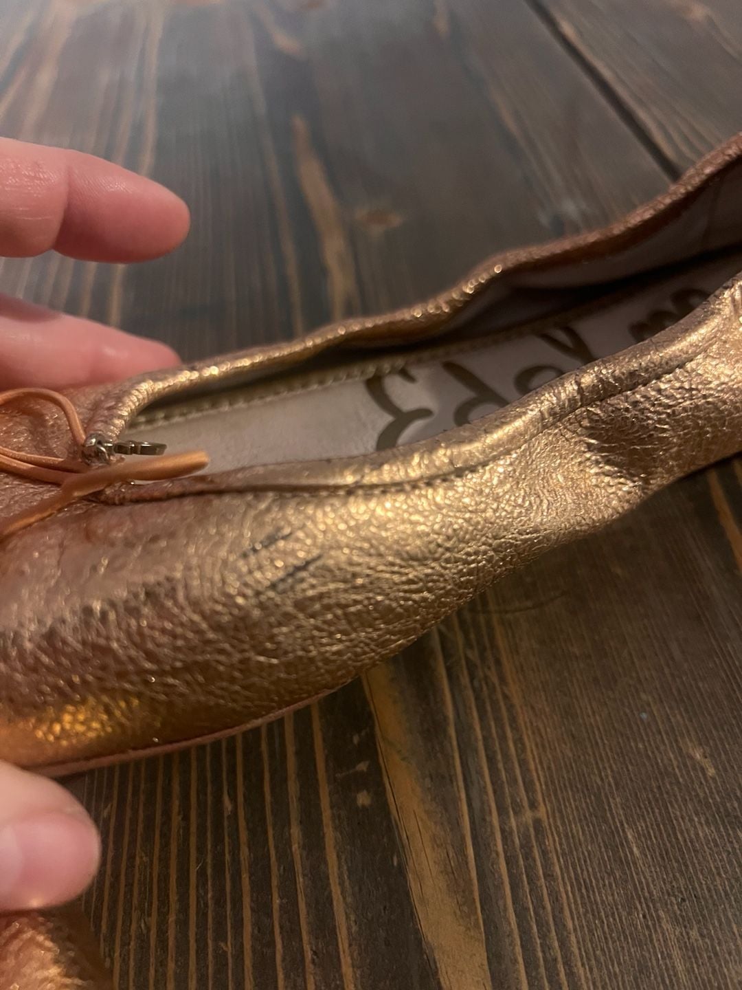 Sam Edelman Felicia Ballet Flats Size 9M Rose Gold Leather 10