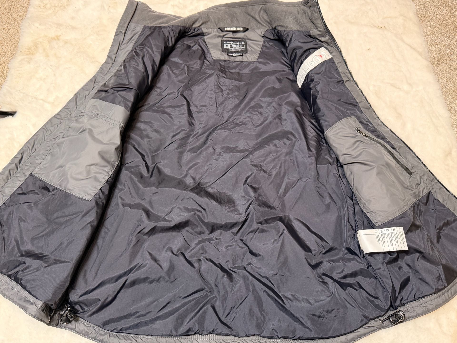 Carhartt Gilliam Vest Size M Gray Rain Defender DeLaval Logo 7
