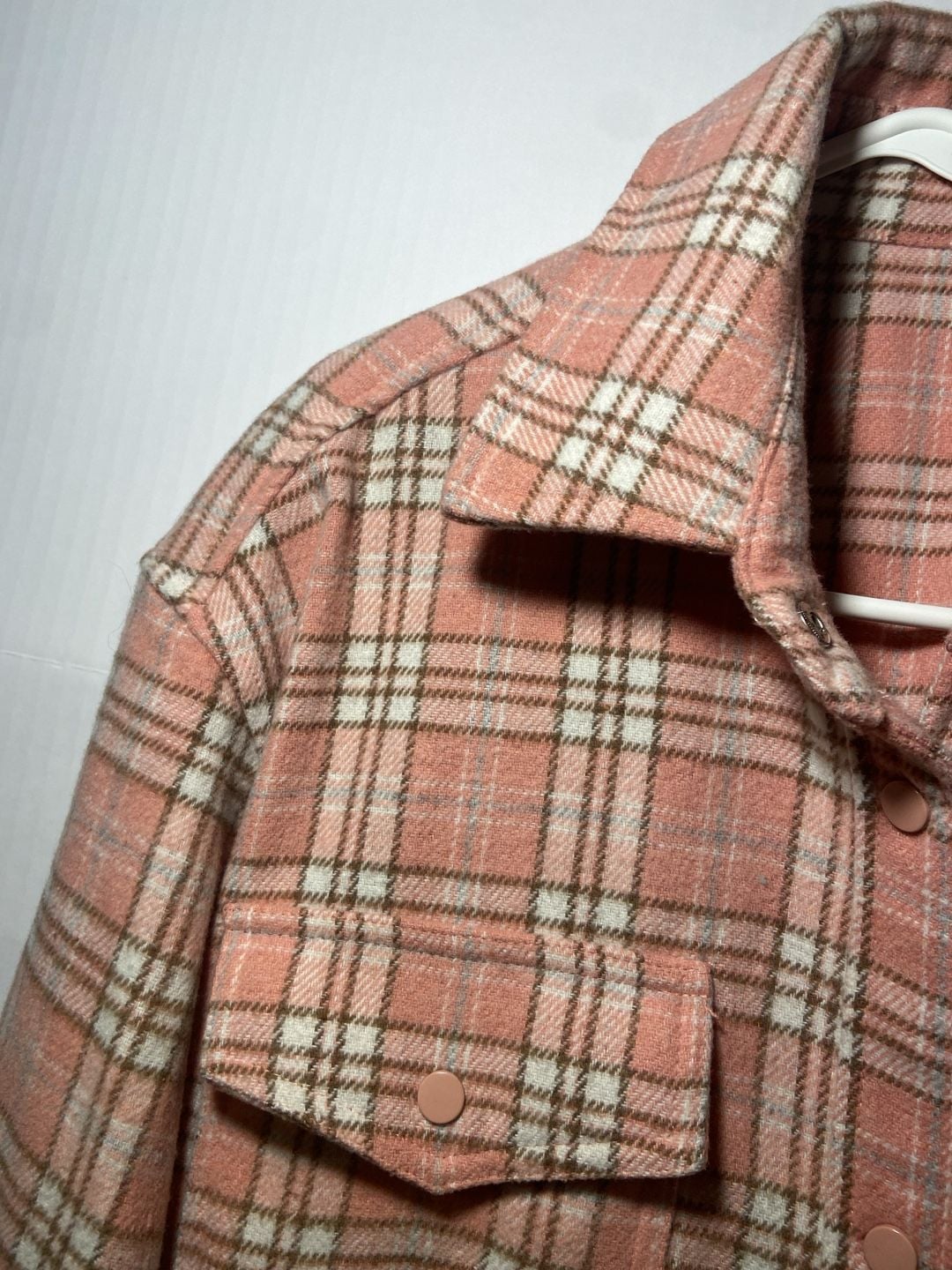 Zyia Active Ashley Creek Flannel Shirt Size S Pink Plaid Shacket 6