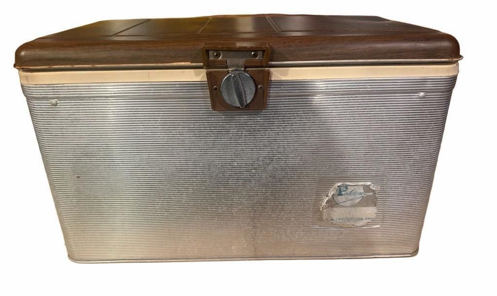 Poloron Vintage Aluminum Ice Chest Cooler 1