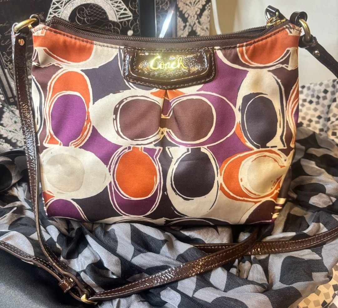 Coach Multi Color Signature Op Art Crossbody Handbag -ONLY 1