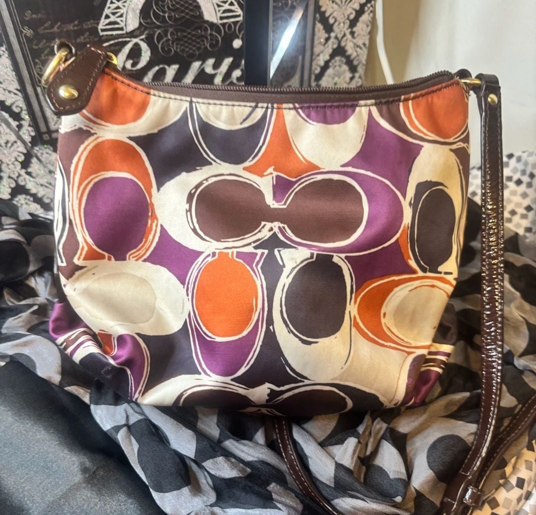 Coach Multi Color Signature Op Art Crossbody Handbag -ONLY 5