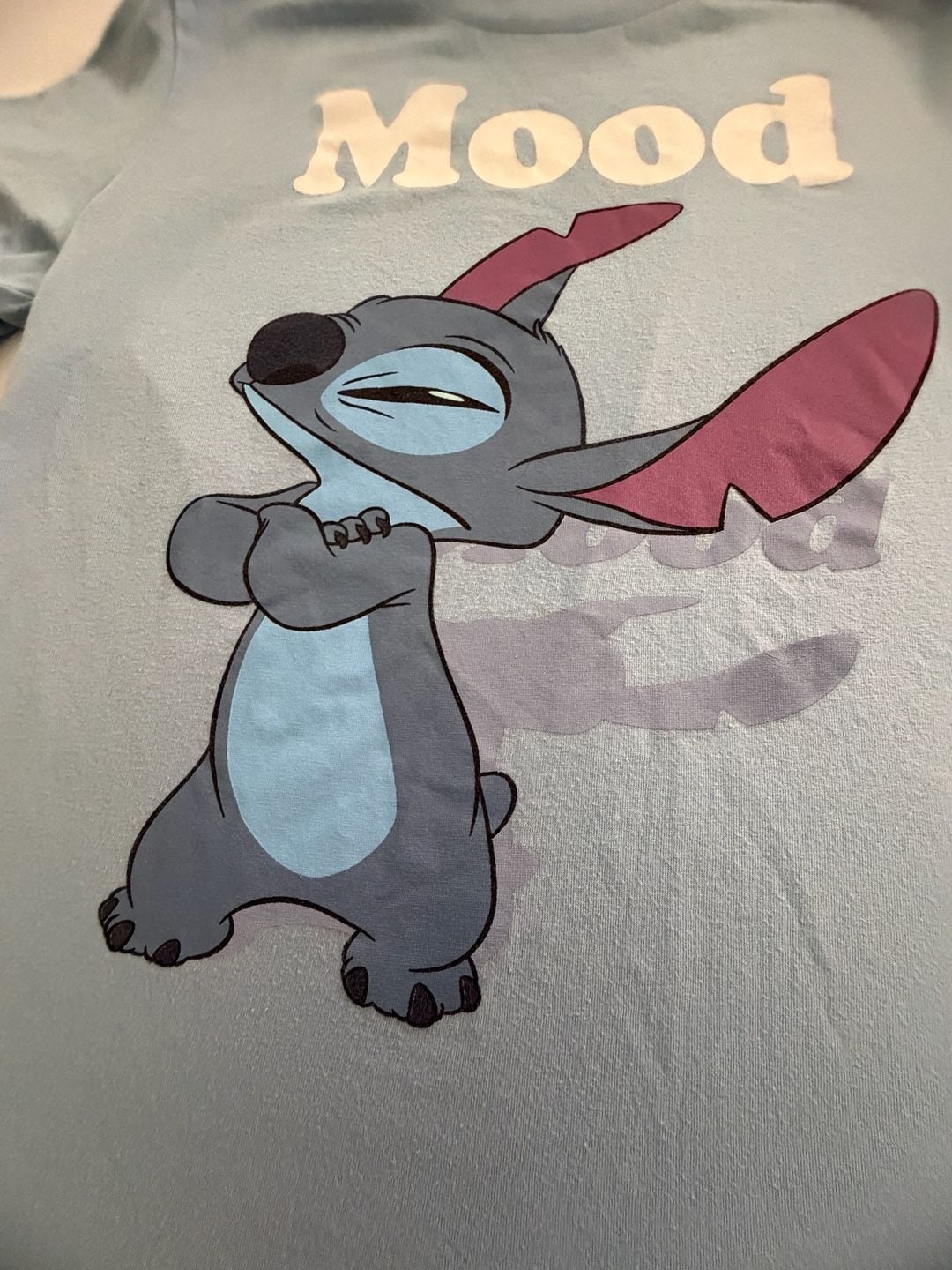 Disney Lilo & Stitch Mood T-Shirt Blue Graphic Tee M 4