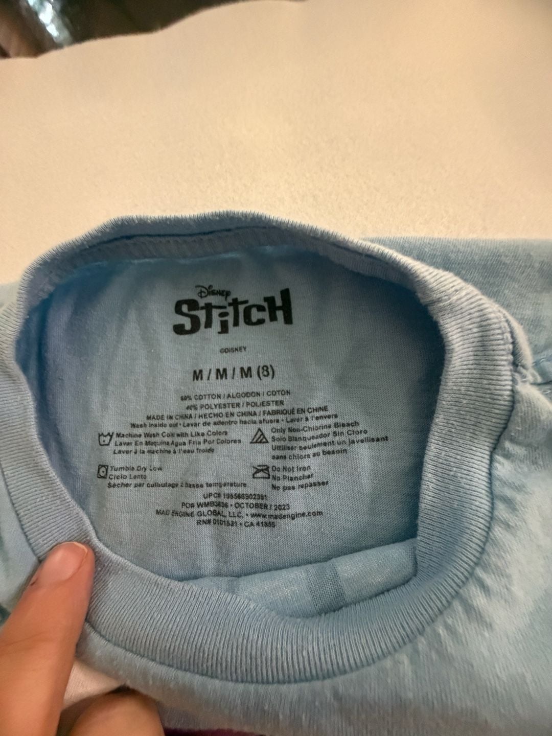 Disney Lilo & Stitch Mood T-Shirt Blue Graphic Tee M 8