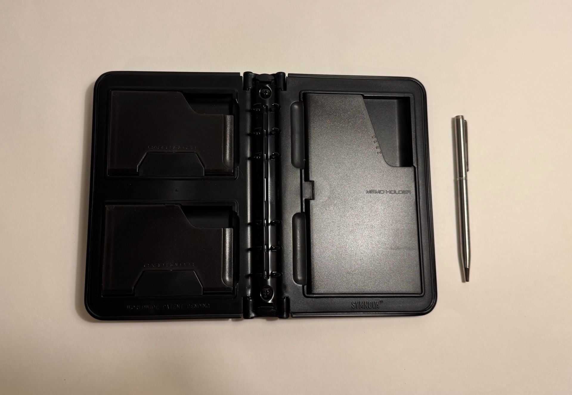 Symnova Acura Organizer Black Hard Shell Ring Binder Memo Card Holder 2