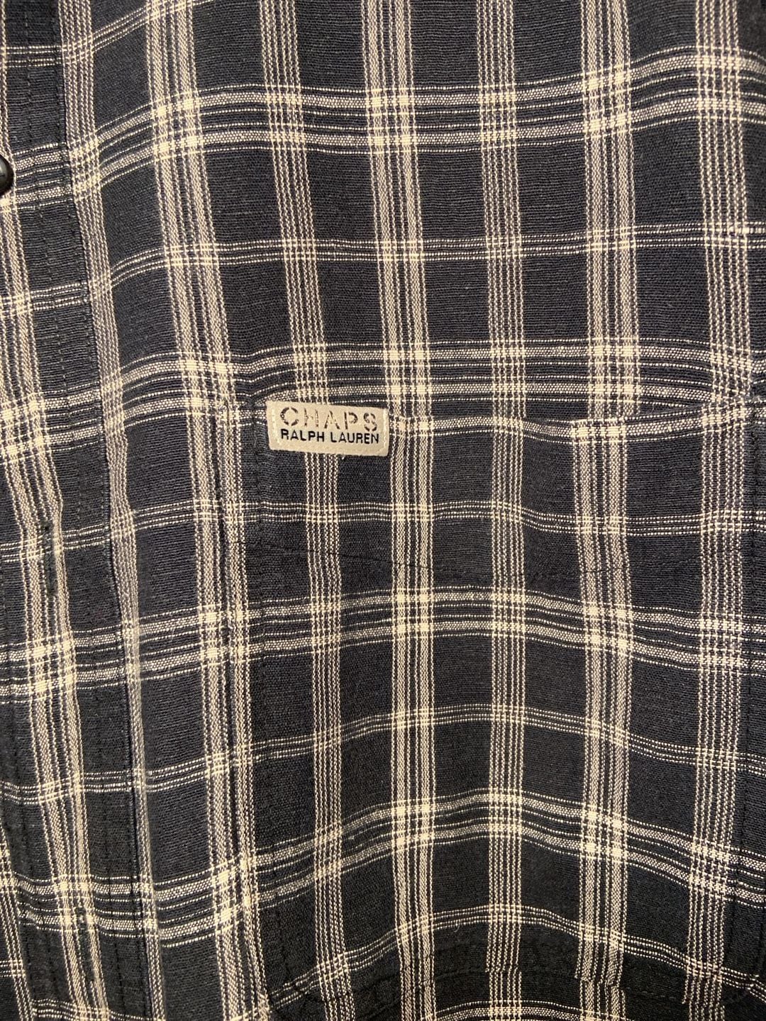 Chaps Ralph Lauren Plaid Button Down Shirt Size L Black White 6
