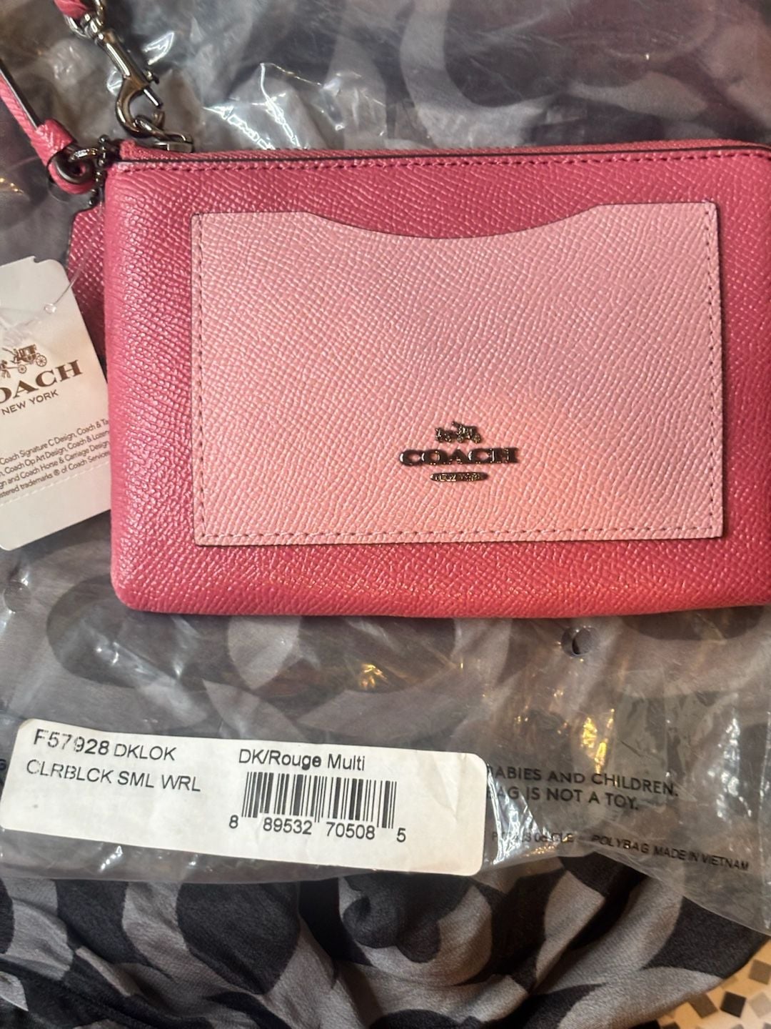 Coach Colorblock Small Wristlet F57928 DK/Rouge Multi NWT 3
