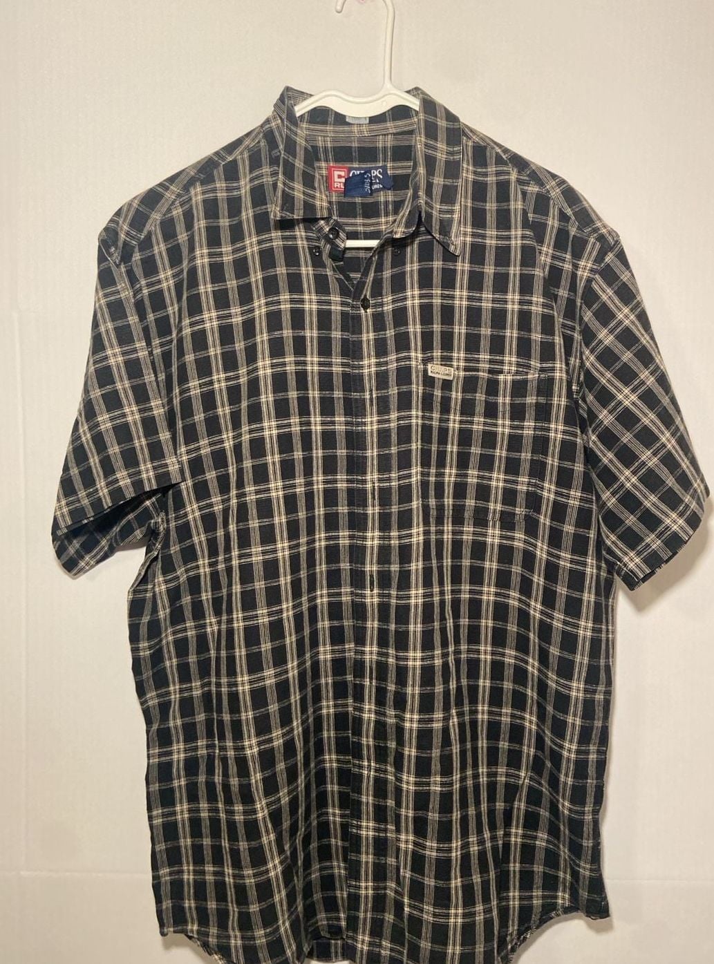 Chaps Ralph Lauren Plaid Button Down Shirt Size L Black White 3