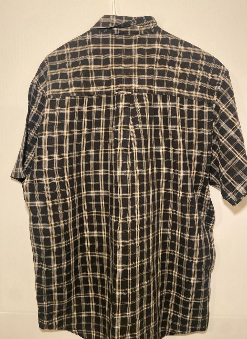 Chaps Ralph Lauren Plaid Button Down Shirt Size L Black White 9