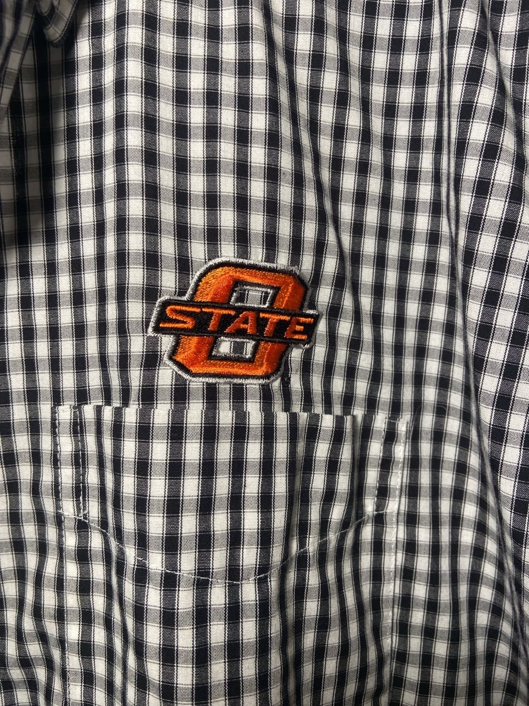 Antigua Oklahoma State Button Down Shirt Size XL Black White Gingham 5