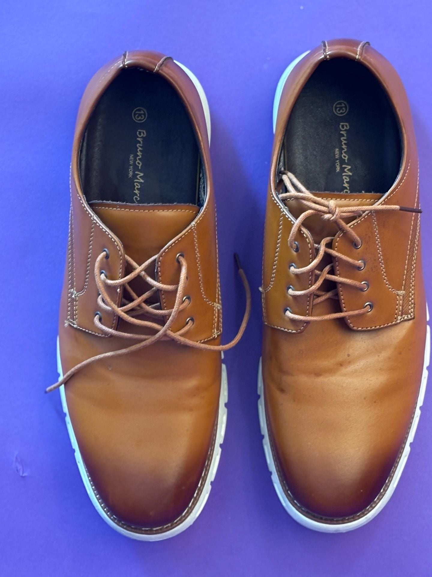 Bruno Marc Oxford Dress Shoes Size 13 Brown Leather 6