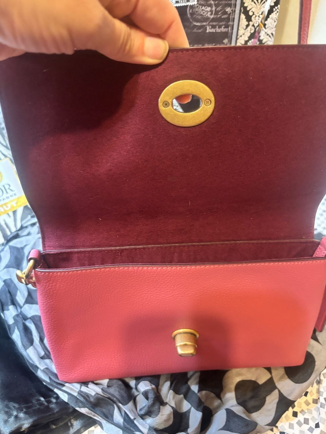 Coach Hutton Pink Leather Shoulder or Crossbody Bag 4