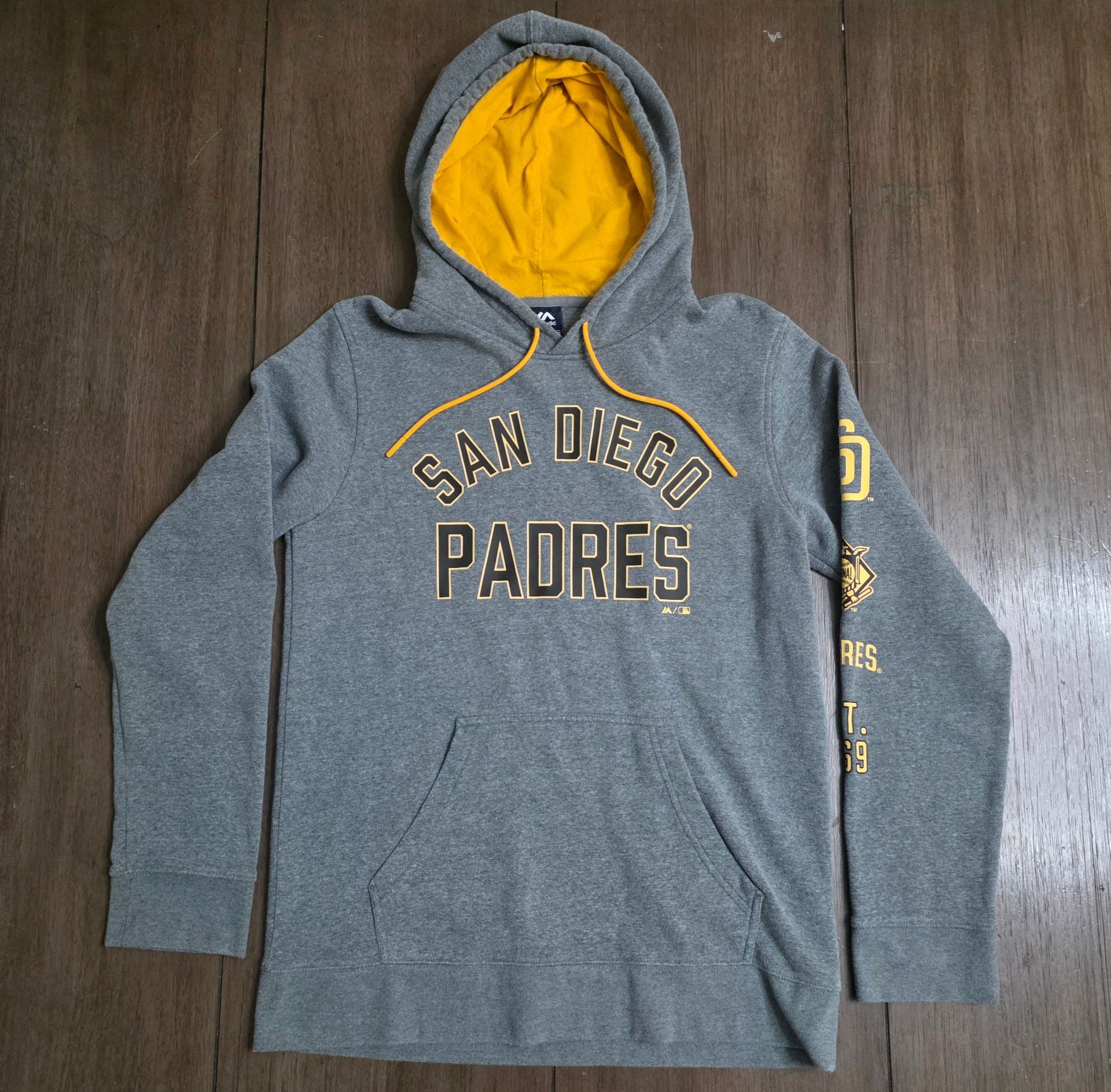 Majestic San Diego Padres Hoodie Size M Gray MLB Baseball Sweatshirt 2
