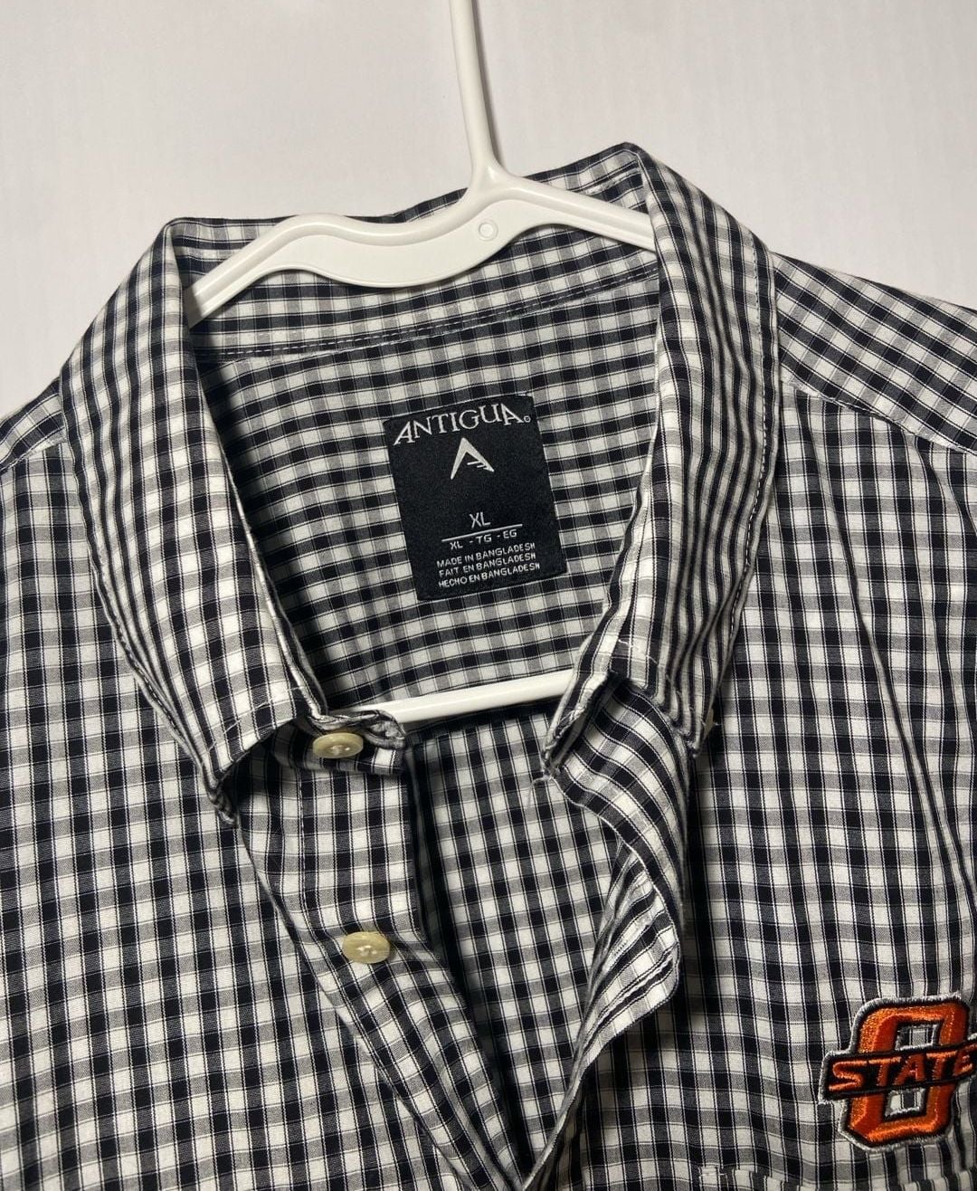 Antigua Oklahoma State Button Down Shirt Size XL Black White Gingham 2
