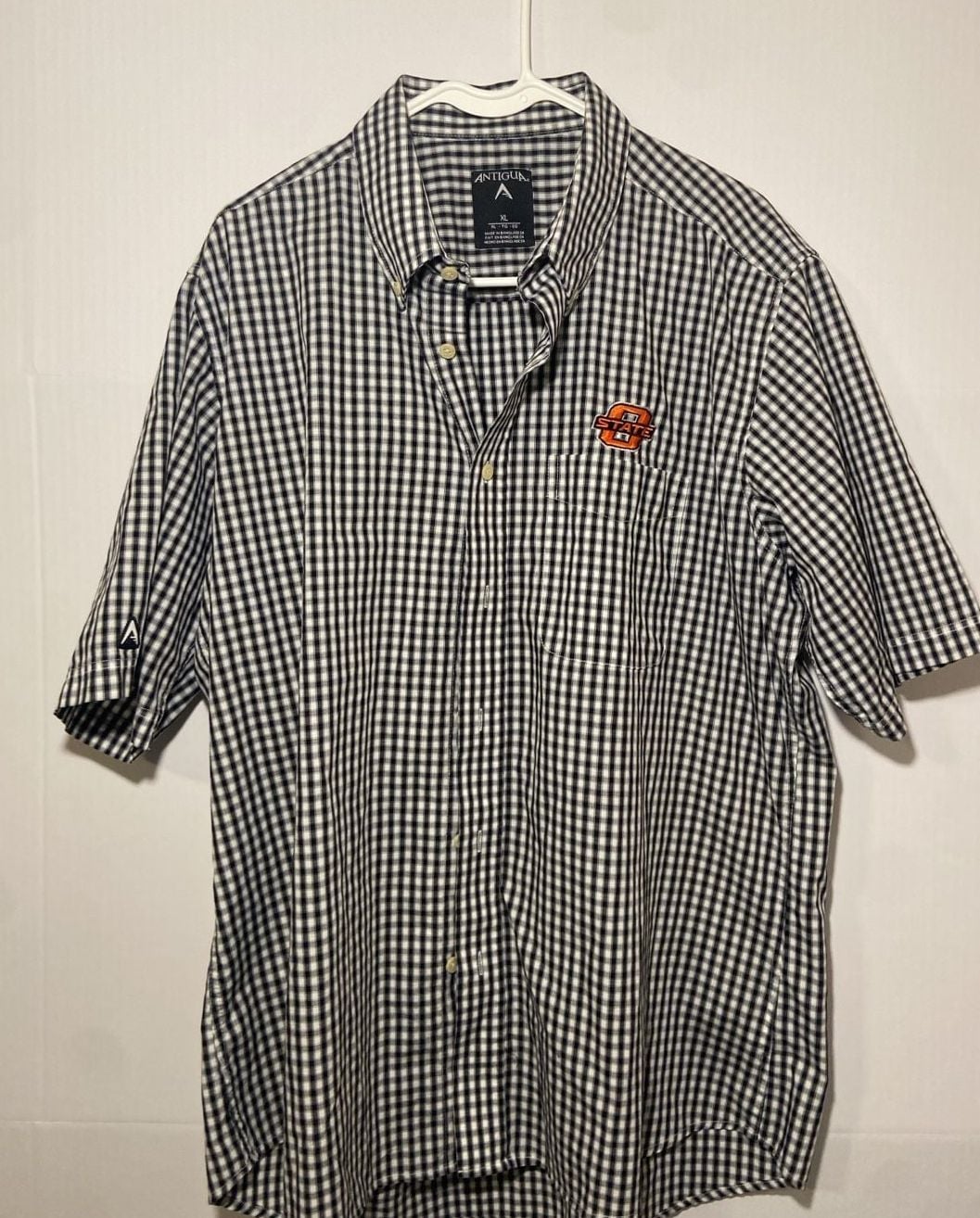 Antigua Oklahoma State Button Down Shirt Size XL Black White Gingham 3