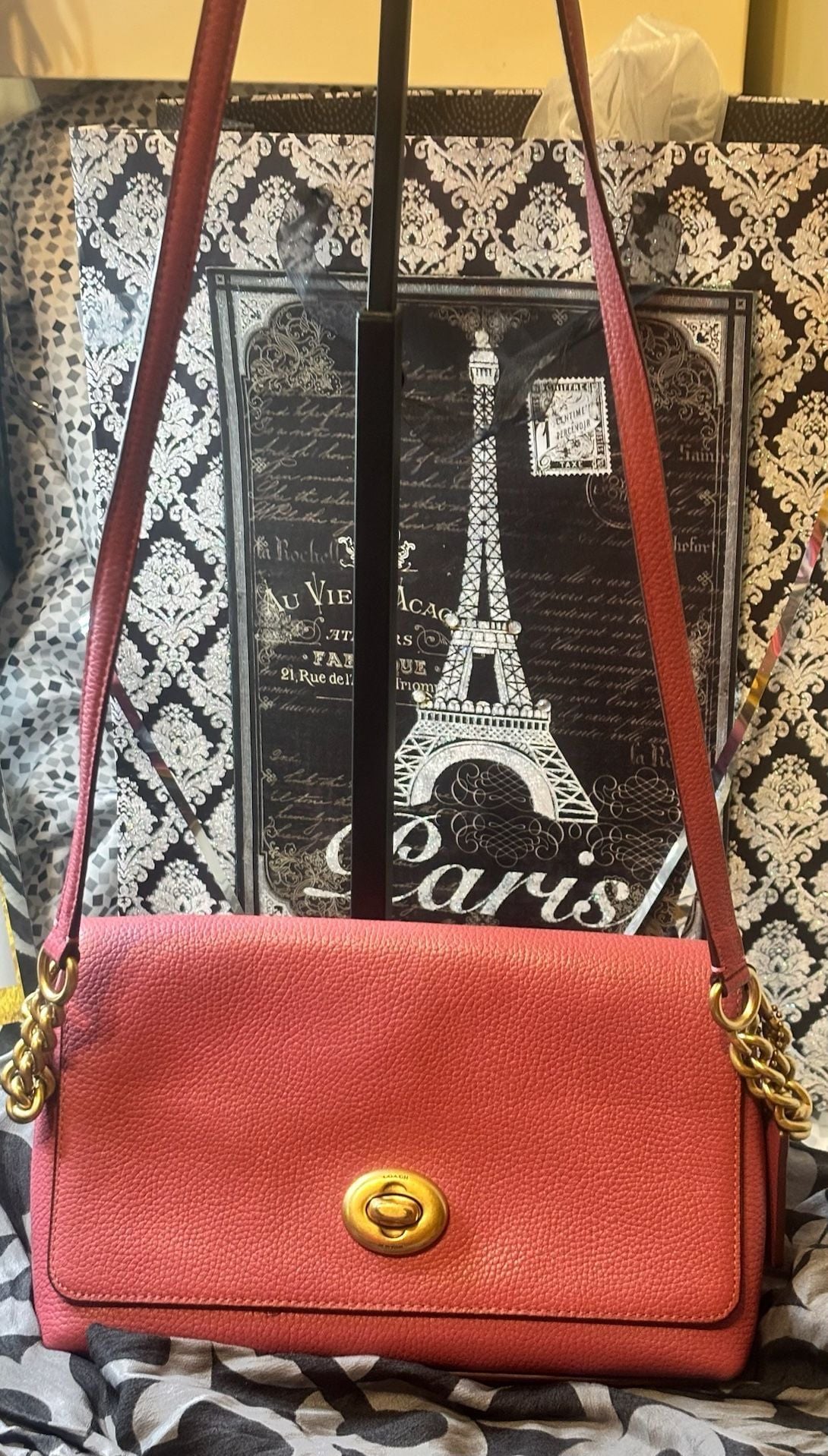 Coach Hutton Pink Leather Shoulder or Crossbody Bag 3