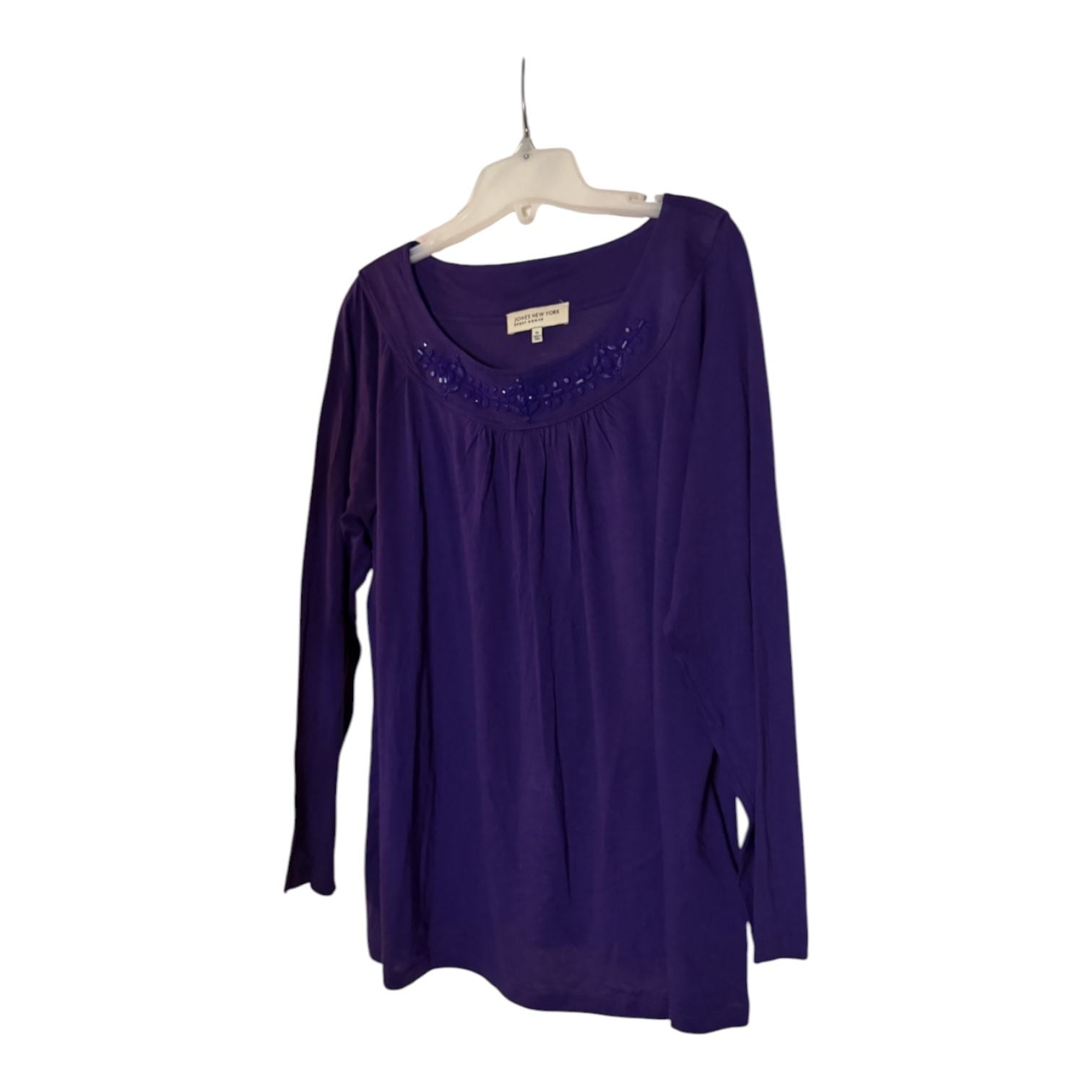Jones New York Sport Woman Long Sleeve Top Size 1X Purple Beaded Neck 4