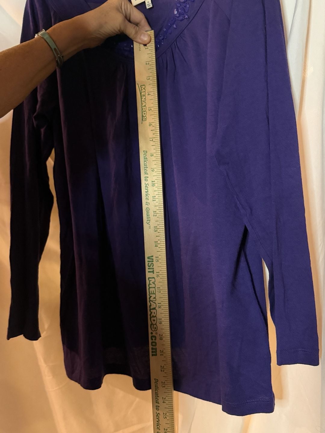 Jones New York Sport Woman Long Sleeve Top Size 1X Purple Beaded Neck 6