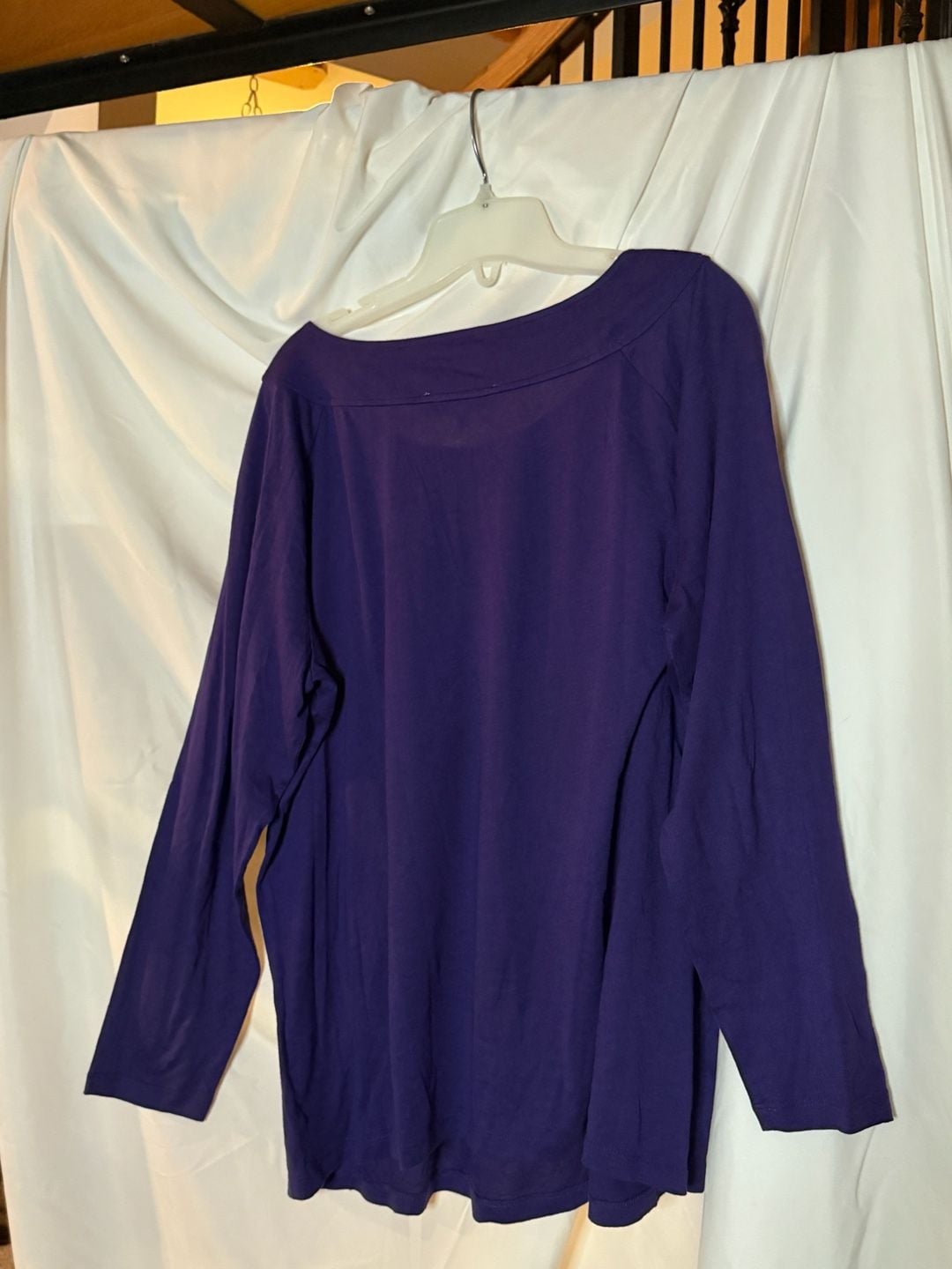 Jones New York Sport Woman Long Sleeve Top Size 1X Purple Beaded Neck 8