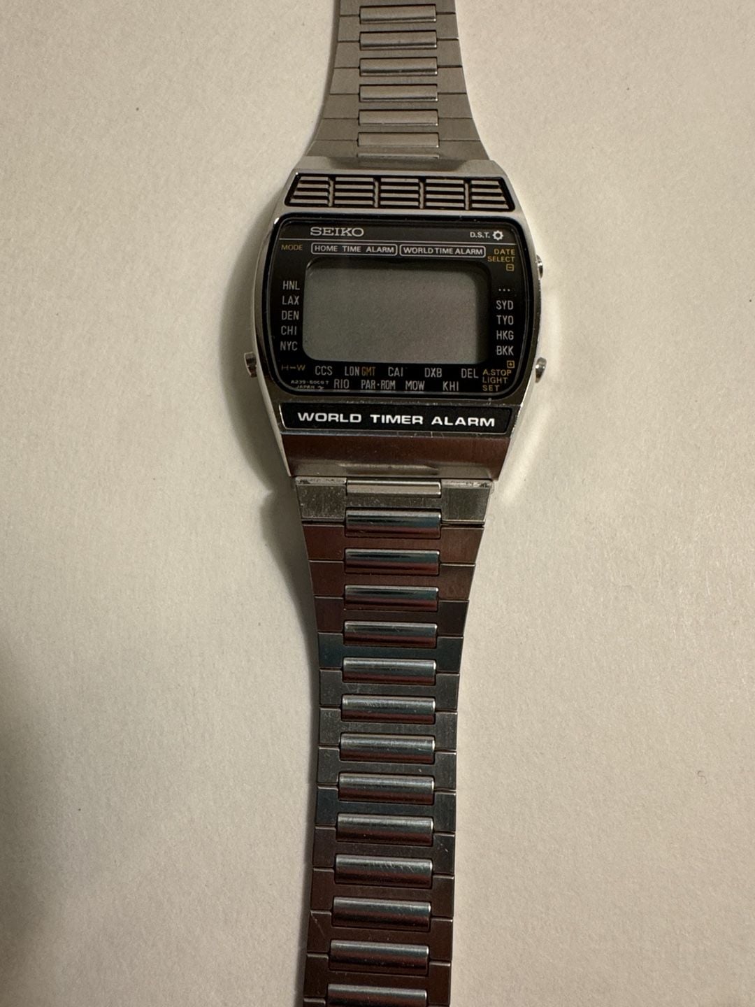 Seiko World Timer Alarm Digital Watch A239-5009 Stainless Steel 7