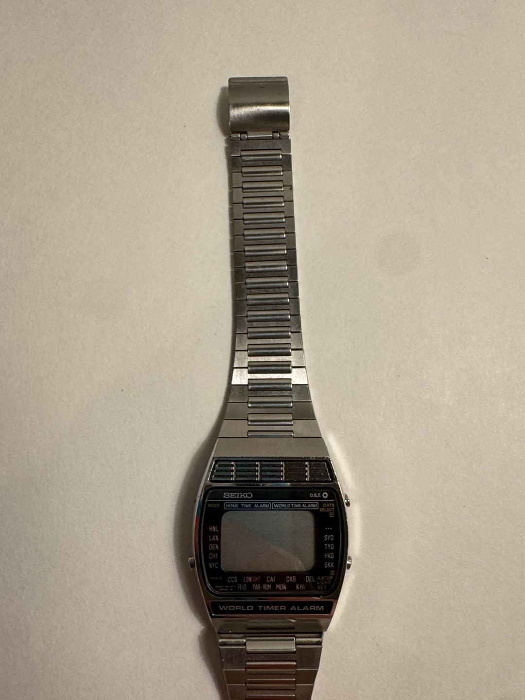 Seiko World Timer Alarm Digital Watch A239-5009 Stainless Steel 9