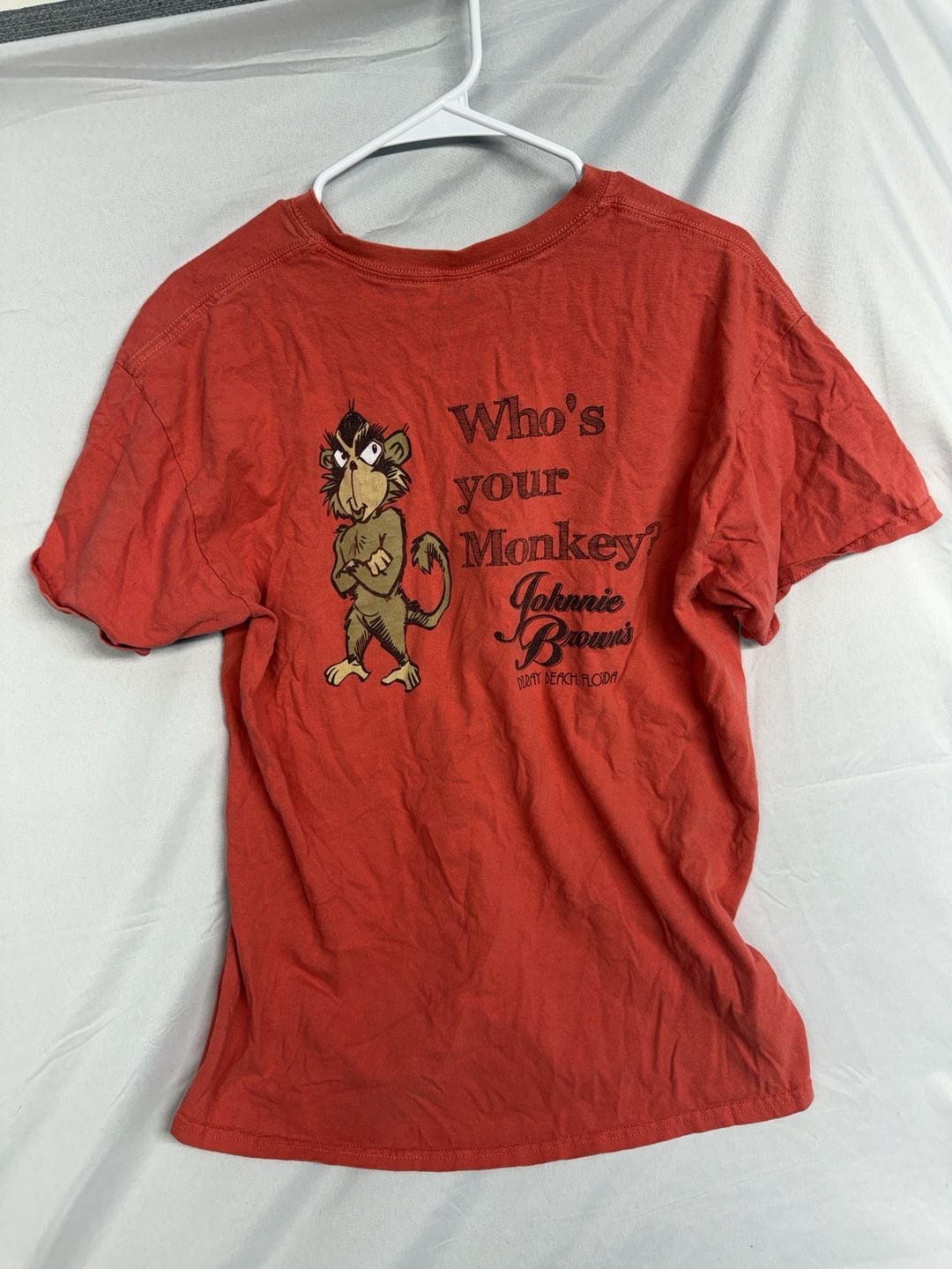 Gildan Johnnie Brown's Delray Beach Monkey Graphic T-Shirt Red large 4