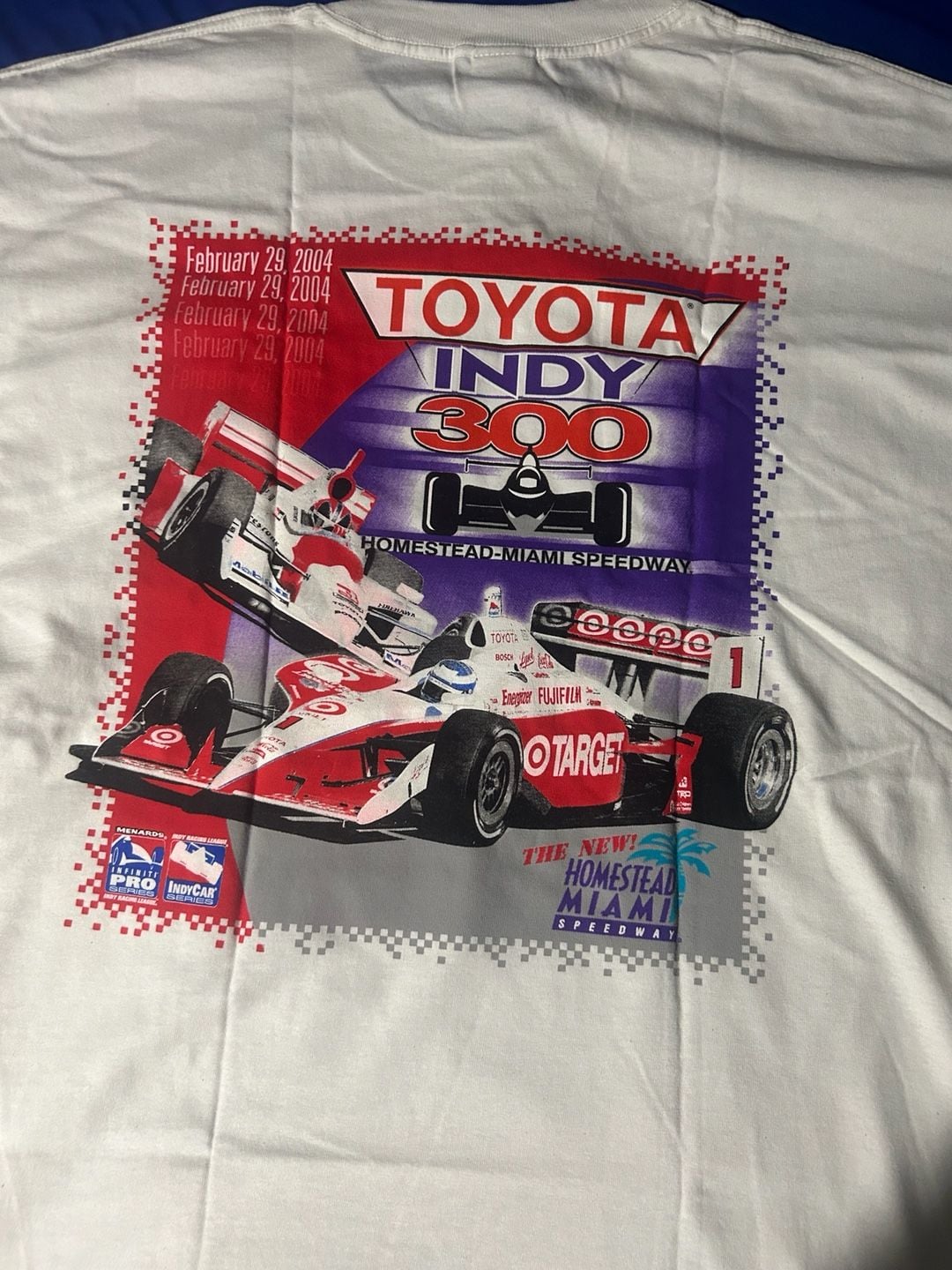 Vintage Nascar Toyota Indy 300 2004 Homestead-Miami Speedway Size XL White T-Shirt 2