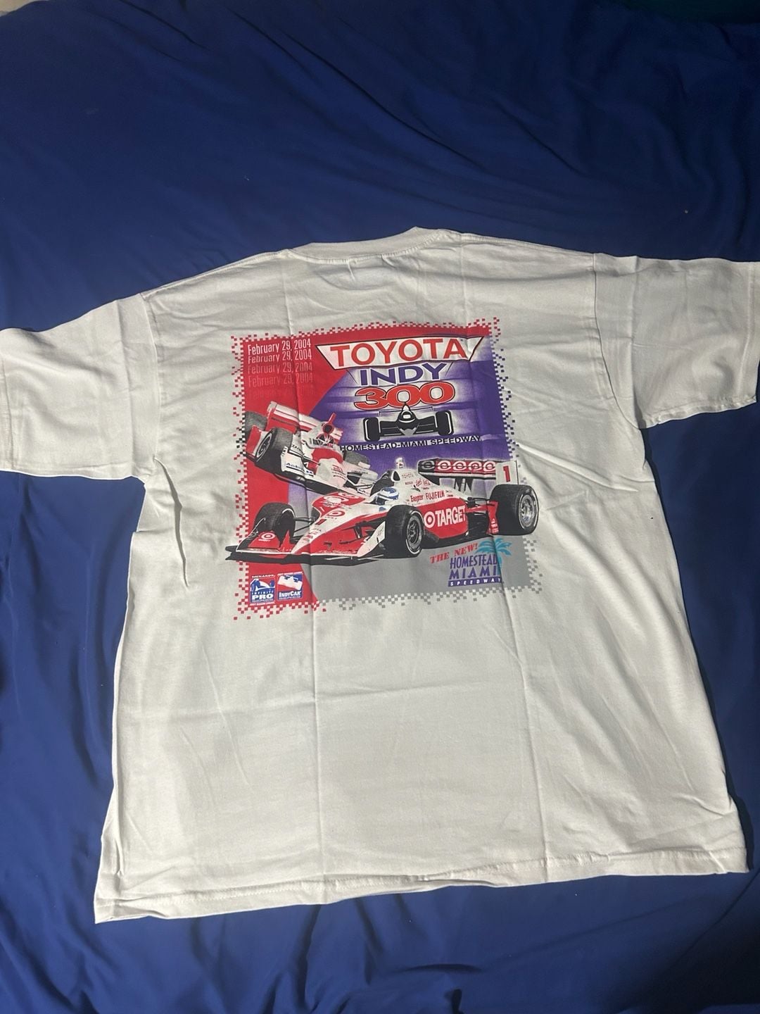 Vintage Nascar Toyota Indy 300 2004 Homestead-Miami Speedway Size XL White T-Shirt 3