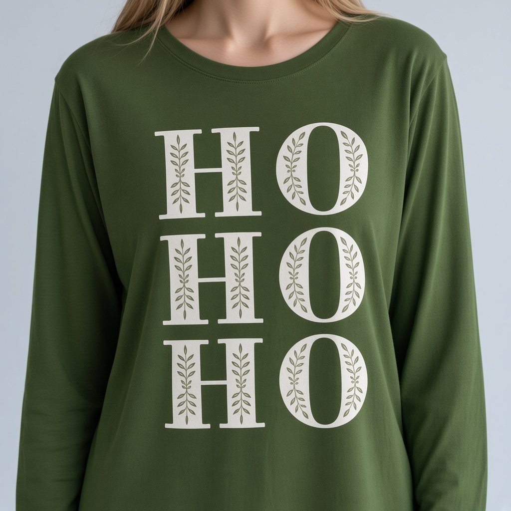 Old Navy Ho Ho Ho Long Sleeve Graphic T-Shirt Size 2X Green 2