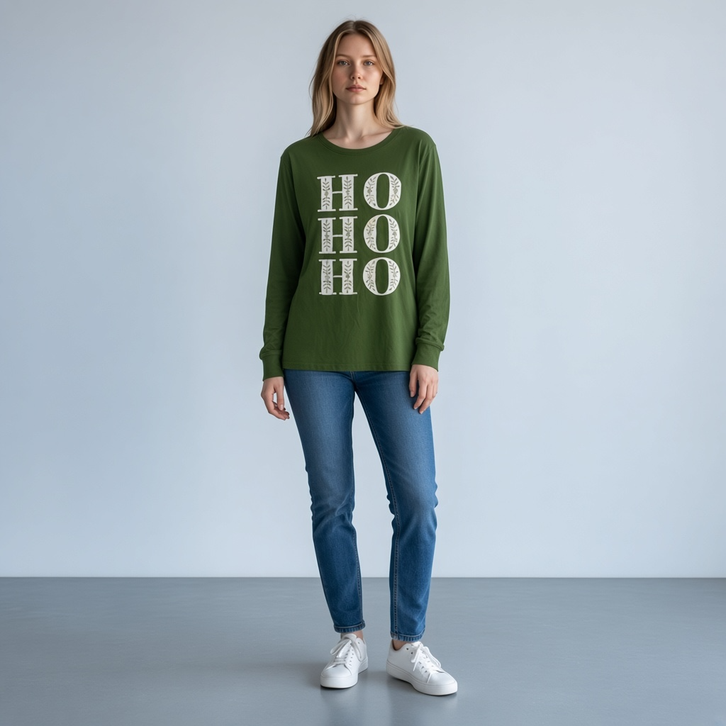 Old Navy Ho Ho Ho Long Sleeve Graphic T-Shirt Size 2X Green 3