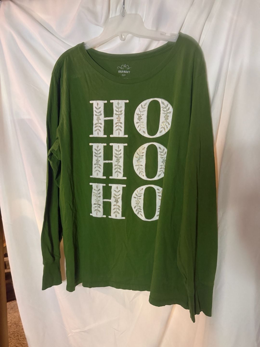 Old Navy Ho Ho Ho Long Sleeve Graphic T-Shirt Size 2X Green 8