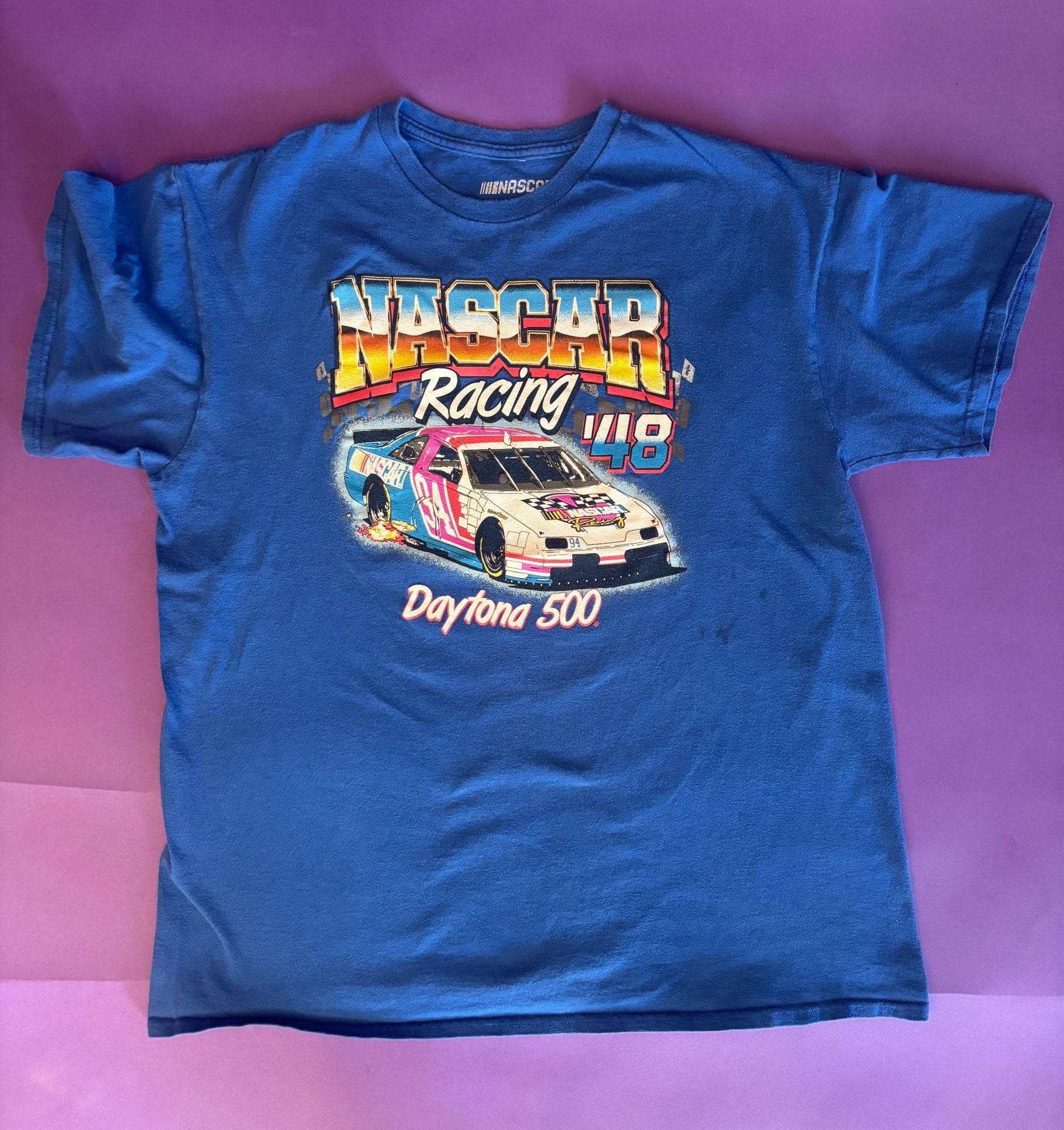 NASCAR Racing Daytona 500 T-Shirt Size L Blue Graphic Tee 4