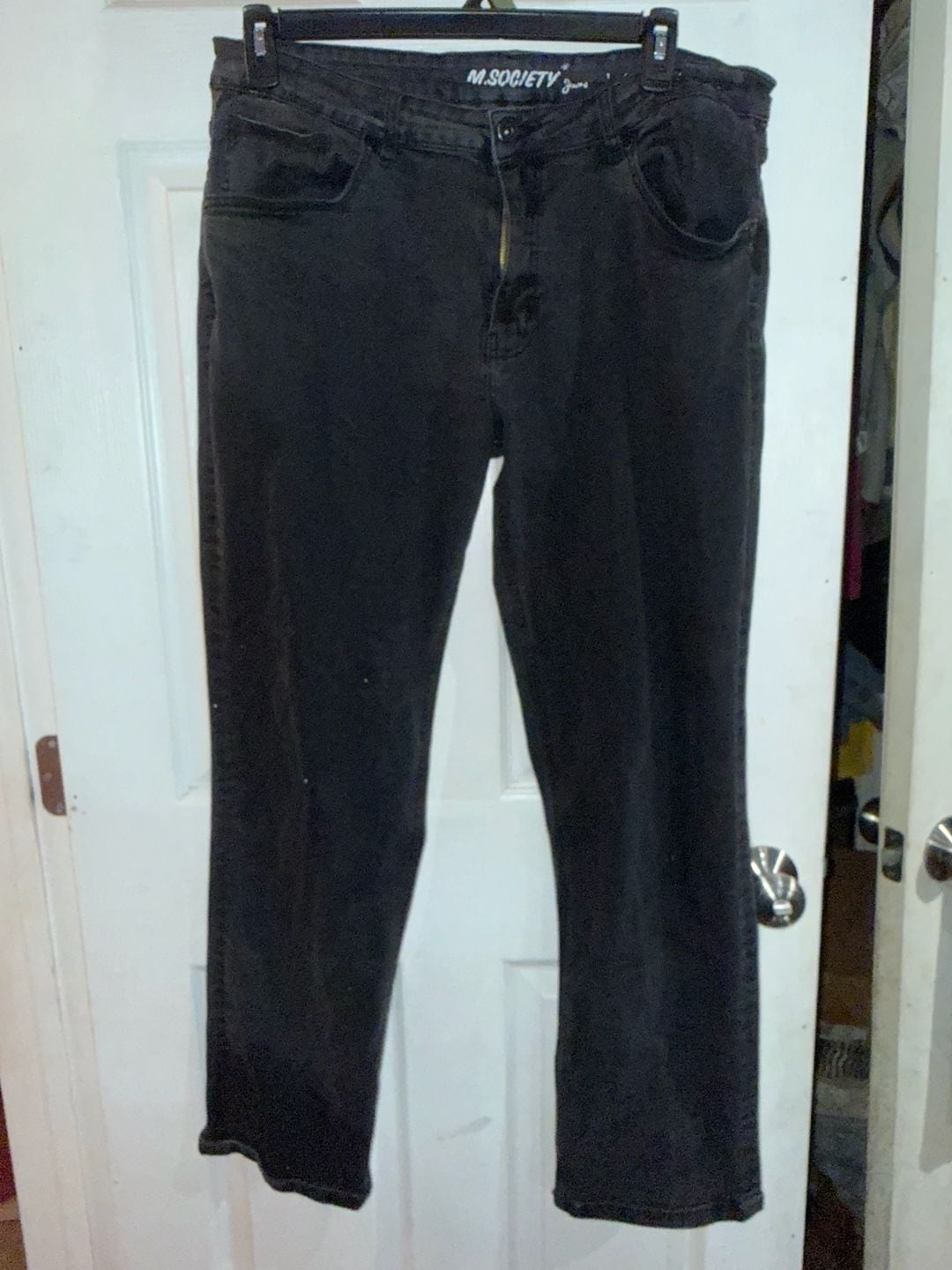 M.Society Jeans 38x34 Black Straight Leg Denim Pants 2
