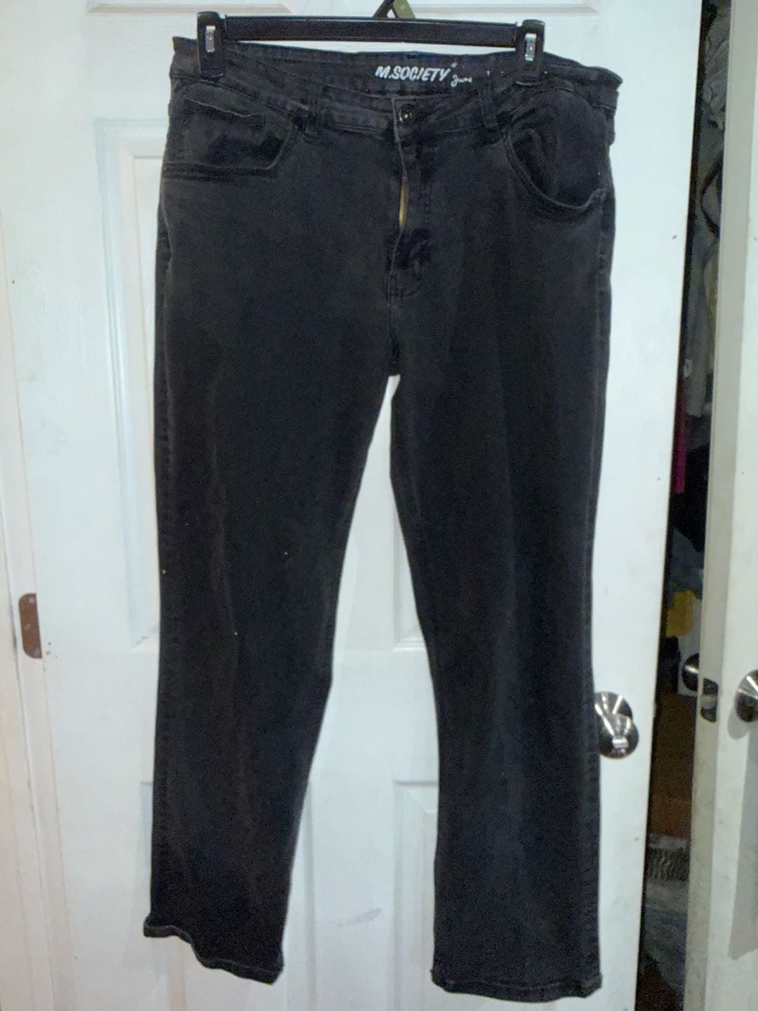 M.Society Jeans 38x34 Black Straight Leg Denim Pants 3