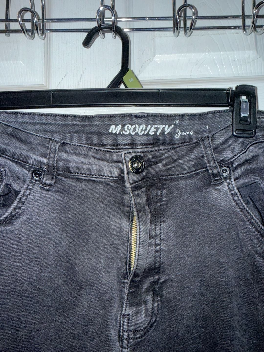 M.Society Jeans 38x34 Black Straight Leg Denim Pants 4