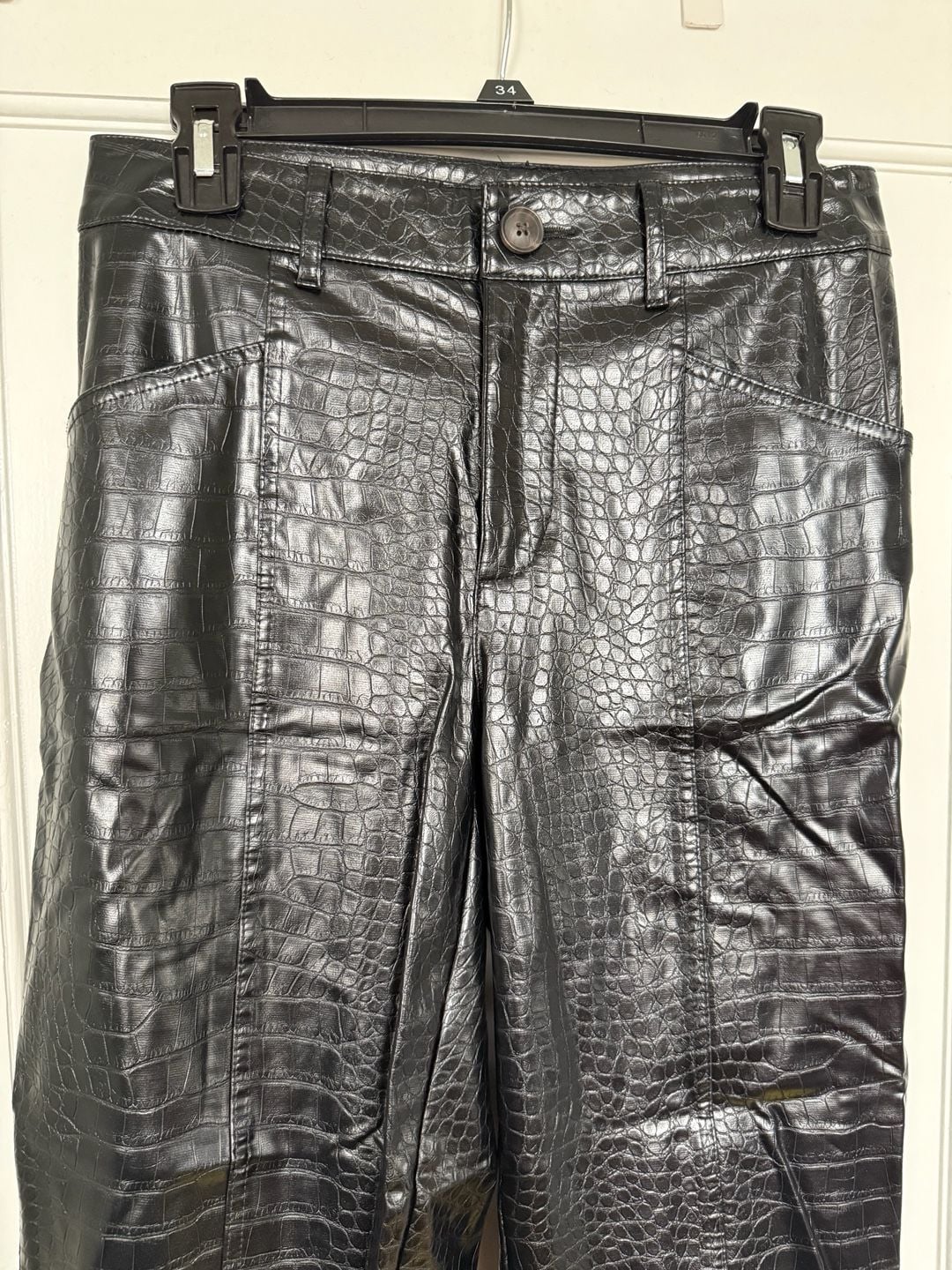 A New Day Faux Leather Croc Print Pants Black 2