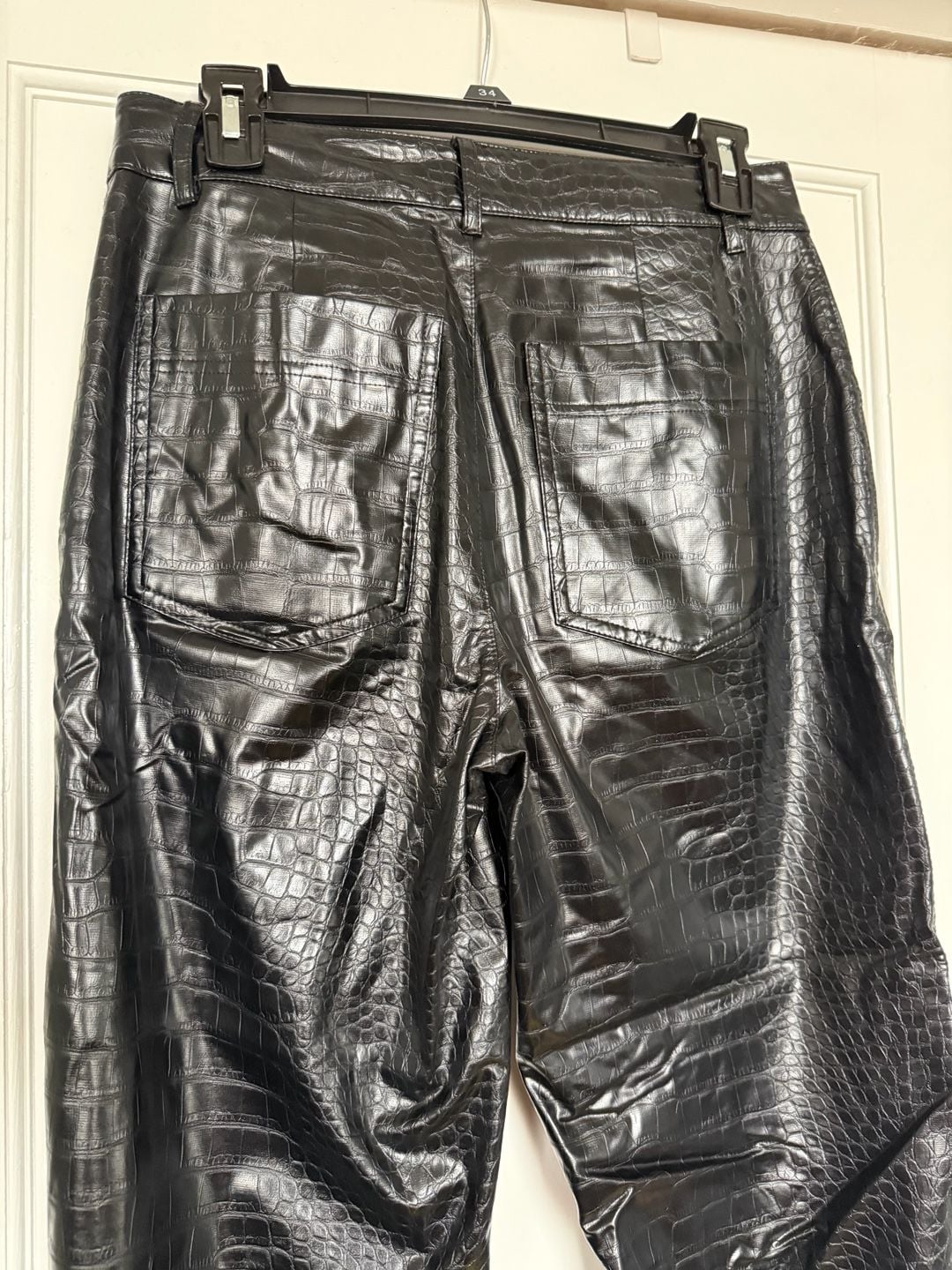 A New Day Faux Leather Croc Print Pants Black 3