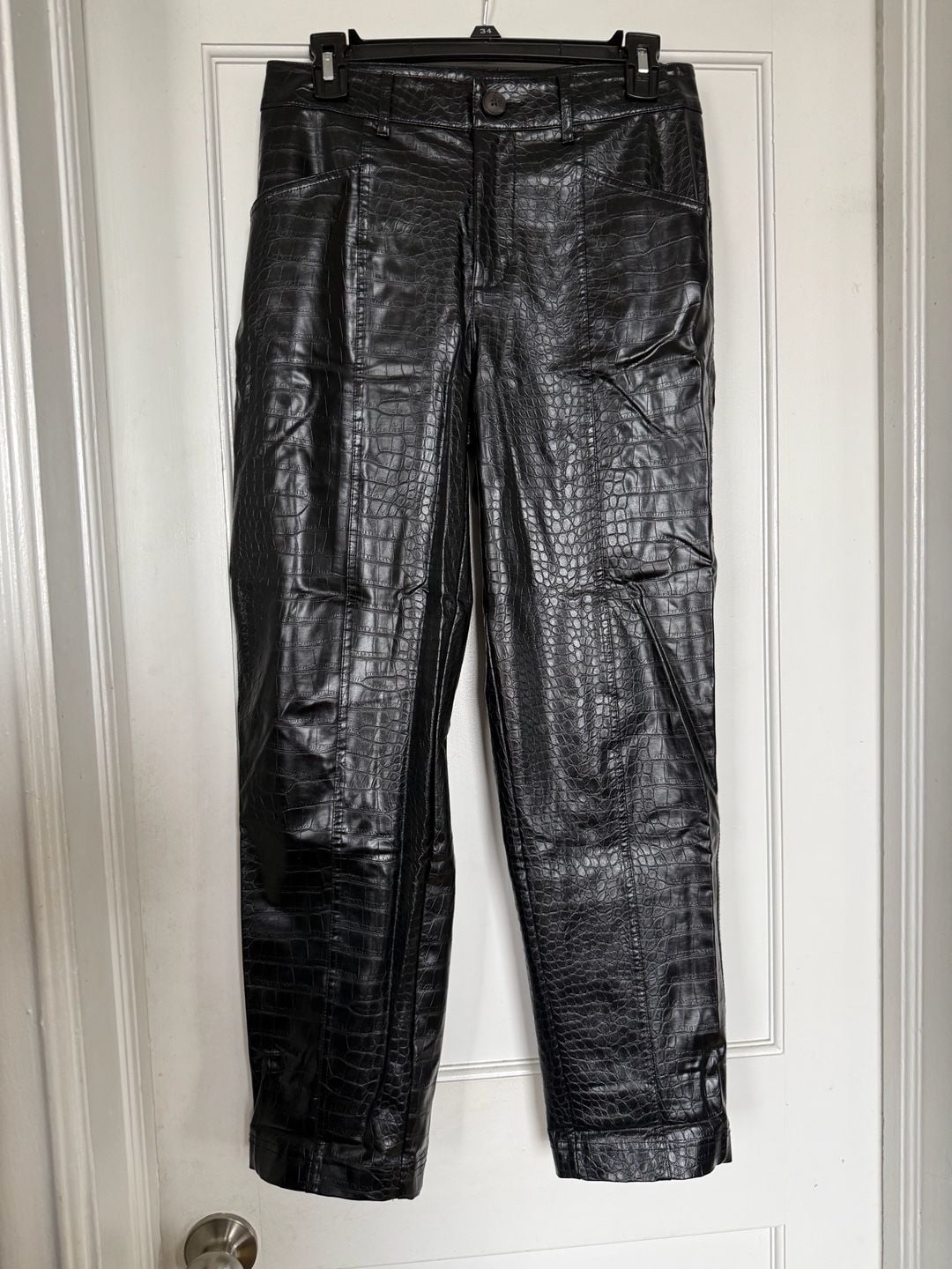 A New Day Faux Leather Croc Print Pants Black 4