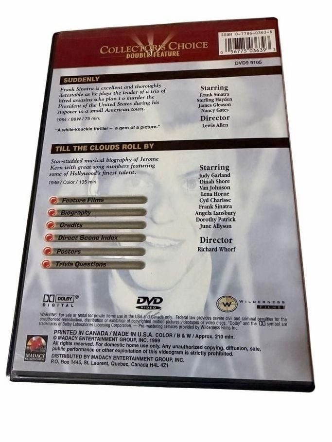Frank Sinatra Collector's Choice Double Feature DVD Suddenly / Till the Clouds 2