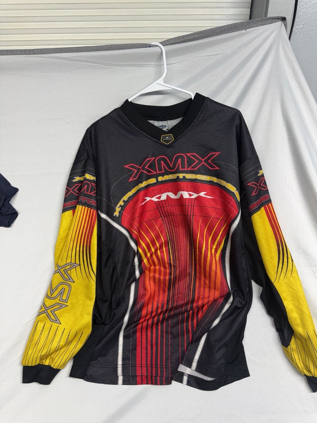 Vintage y2k Athletic Works XMX Motocross Jersey Size L Black Red Yellow 3