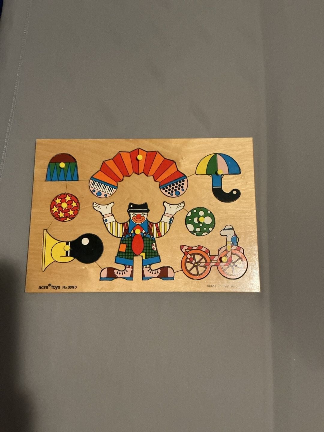 Acre Toy Vintage Wooden Puzzle Made in Holland Circus Fun, 1980's 1