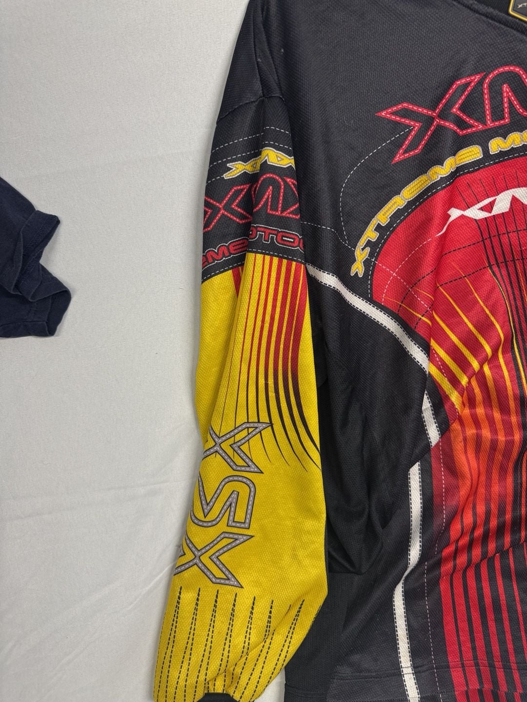 Vintage y2k Athletic Works XMX Motocross Jersey Size L Black Red Yellow 5