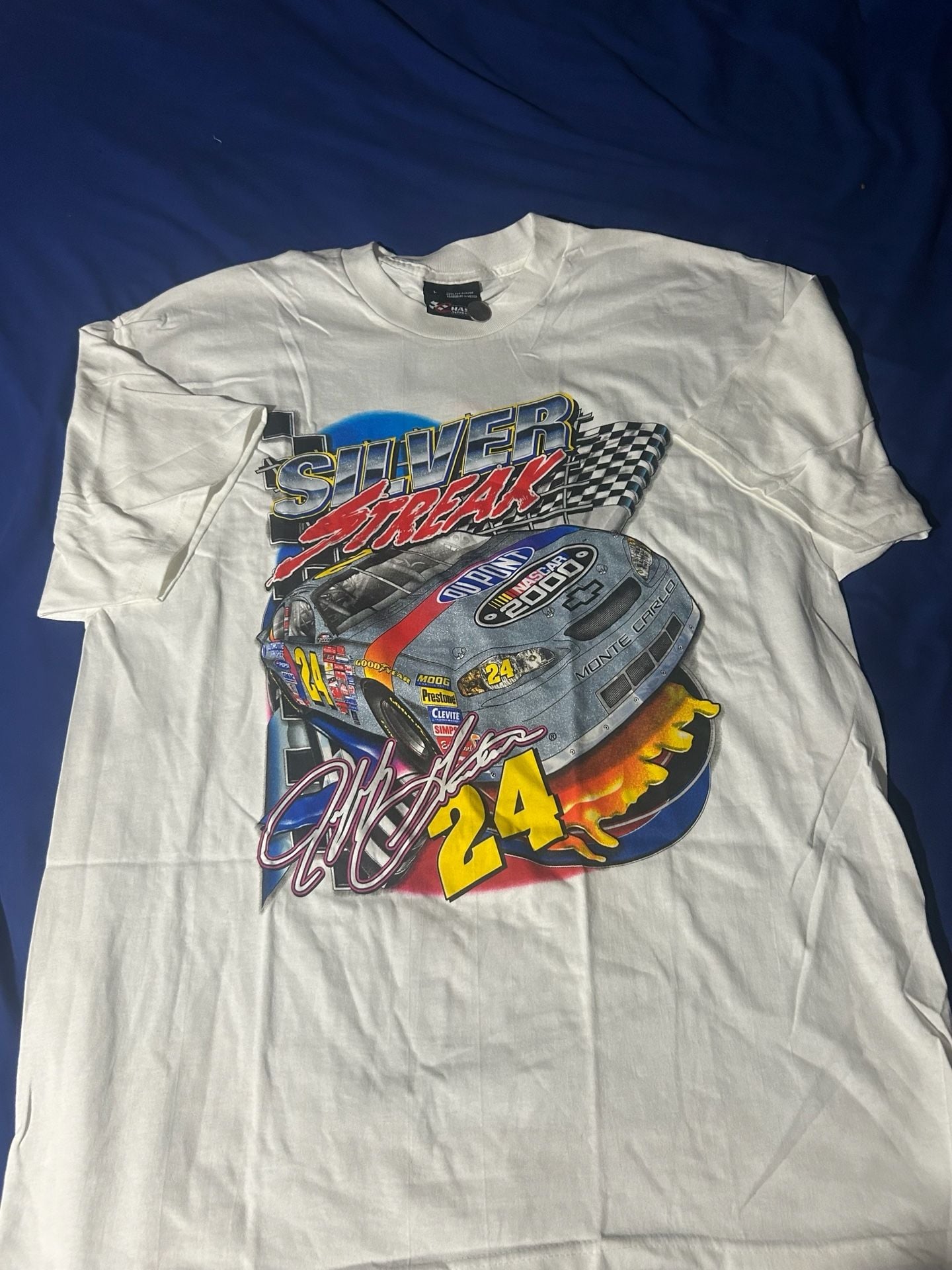 Vintage Chase Authentics Jeff Gordon NASCAR 2000 Silver Streak T-Shirt Size L 3