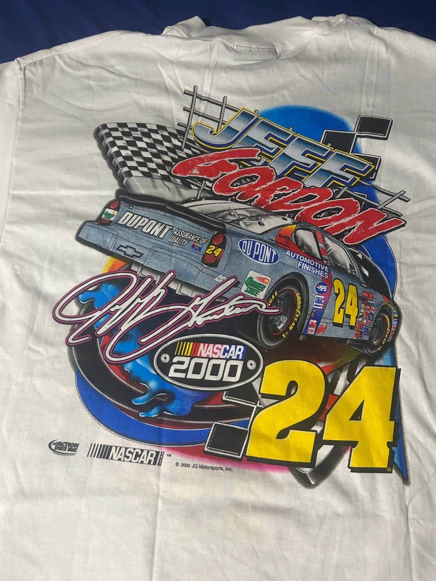 Vintage Chase Authentics Jeff Gordon NASCAR 2000 Silver Streak T-Shirt Size L 4
