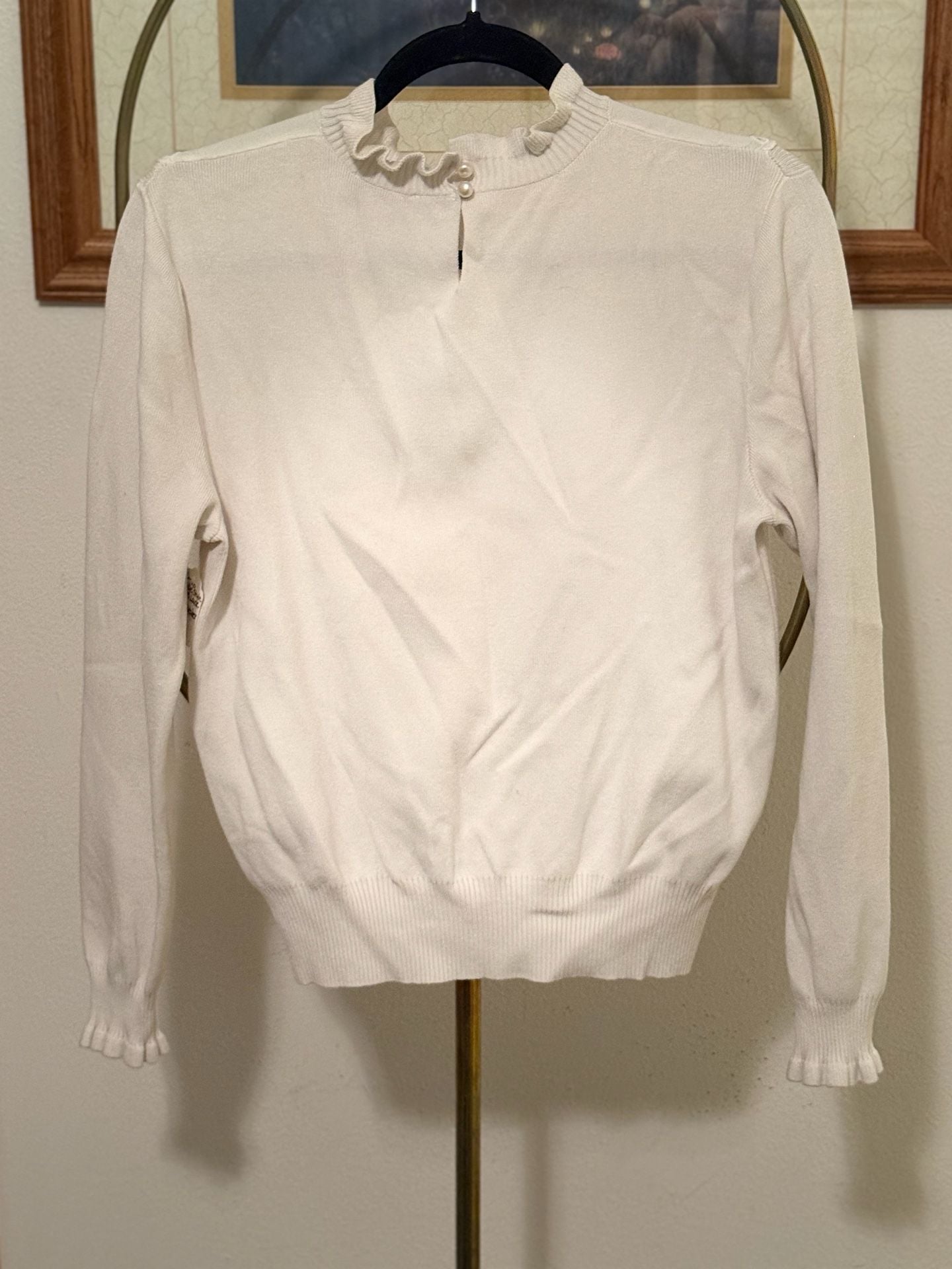 Calligraphie Eyelet Collar Sweater Size XS 3