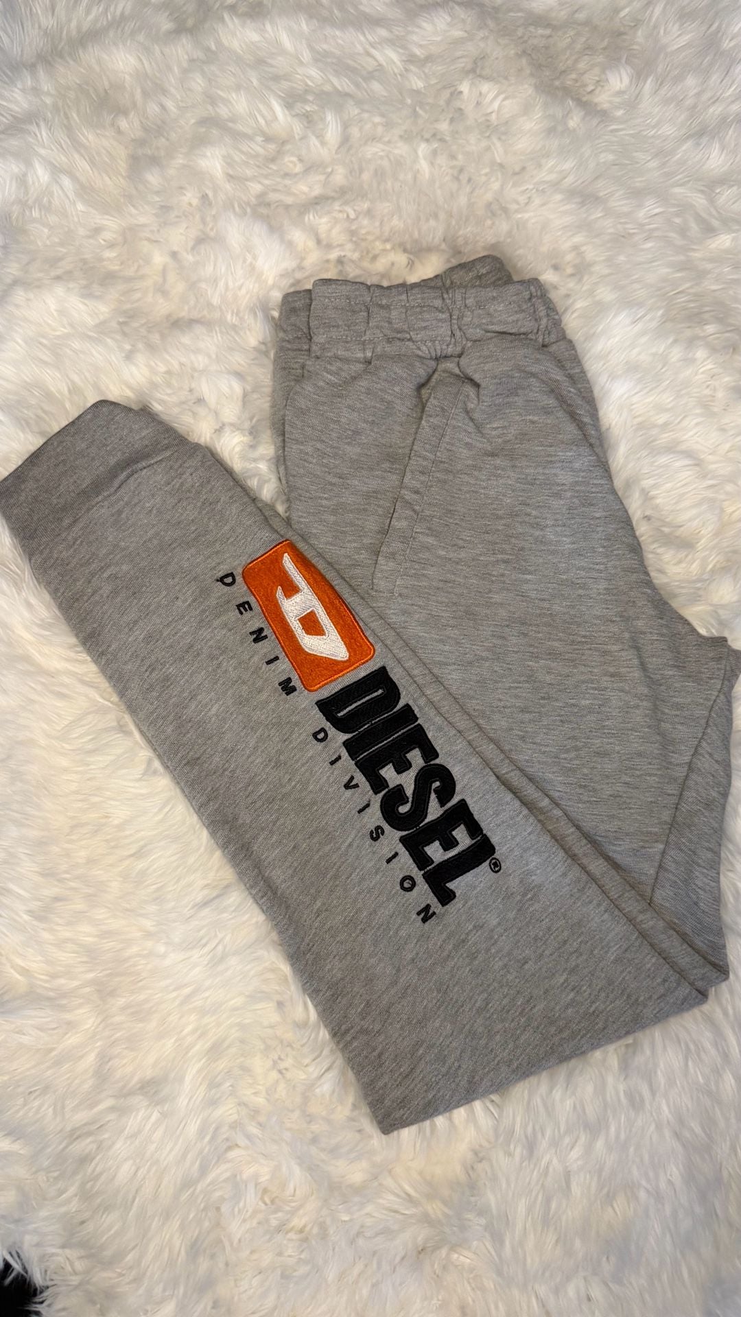 Diesel Denim Division Jogger Pants Size M (10/12) Grey Logo Sweatpants 1