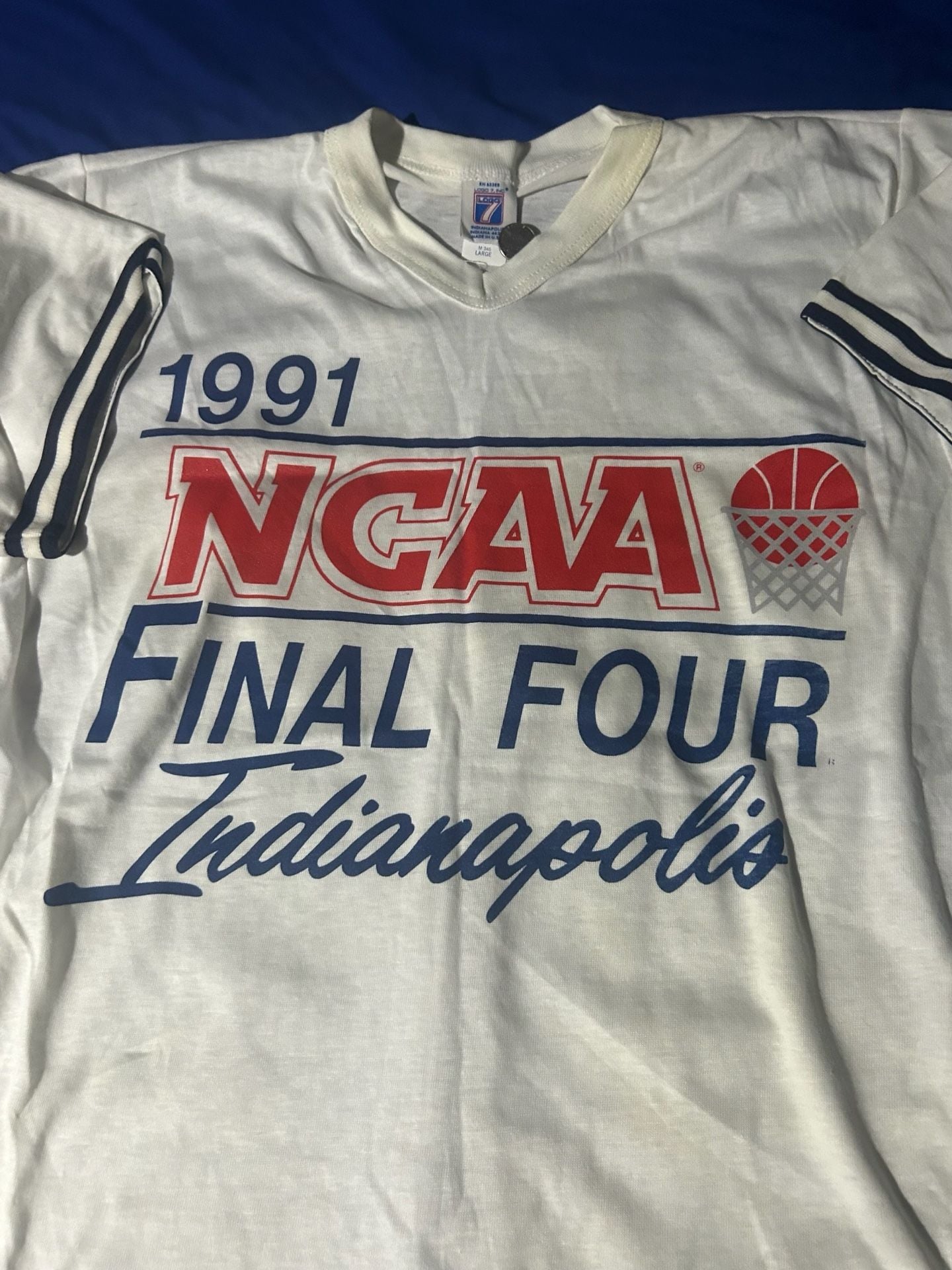 Logo 7 1991 NCAA Final Four Indianapolis T-Shirt Size Large Vintage White 3