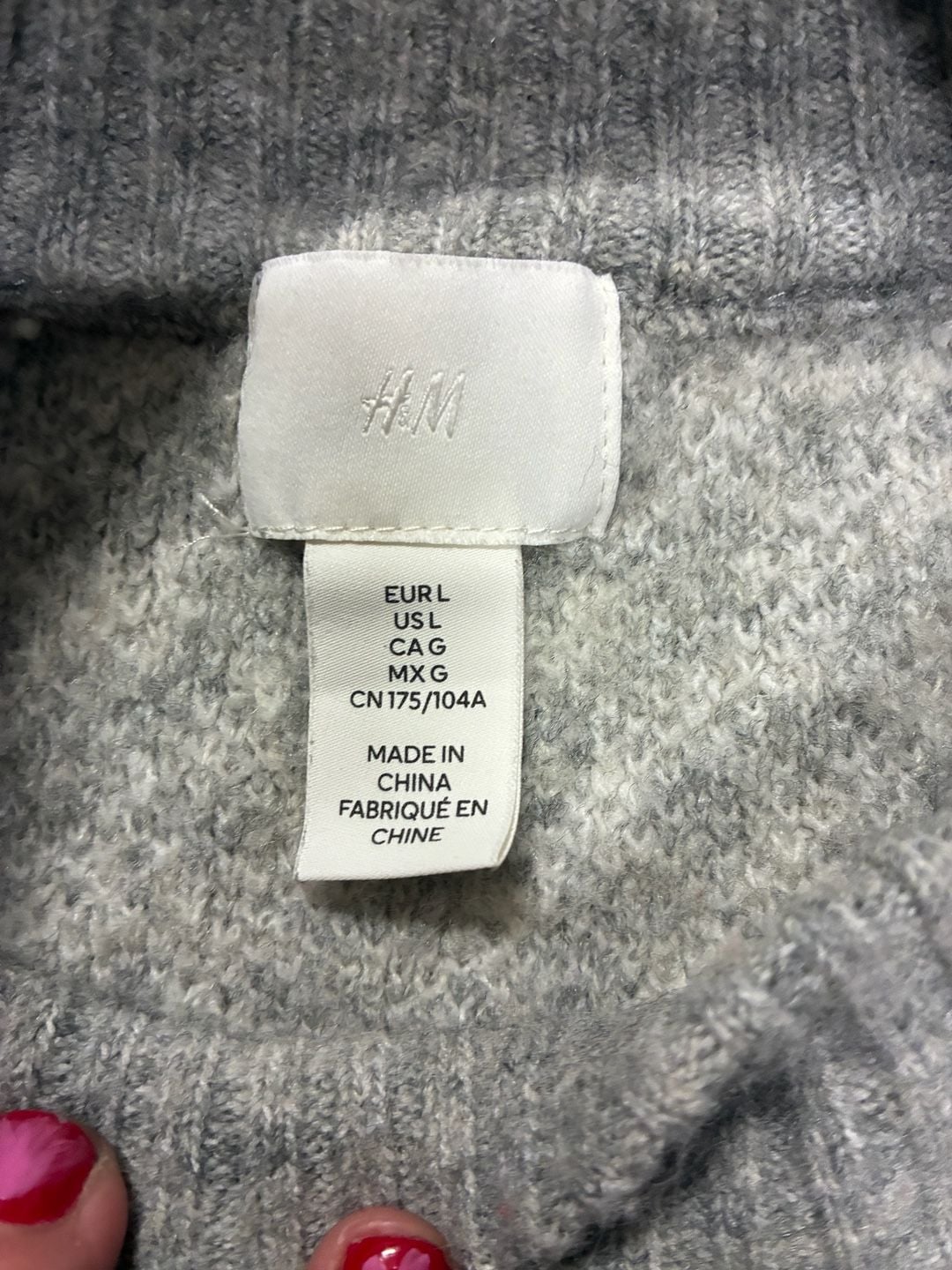 H&M Llama Jacquard Knit Sweater Gray White 3
