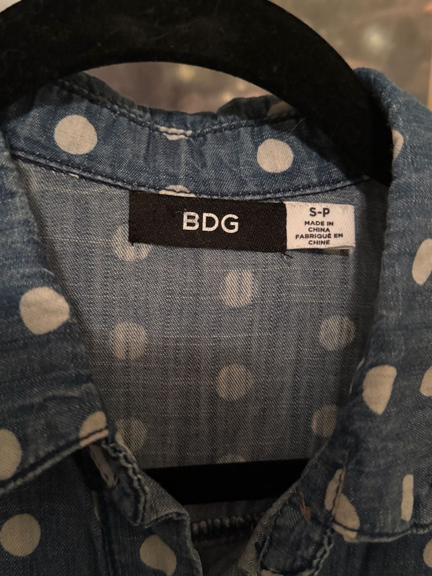BDG Polka Dot Chambray Denim Shirt Size S 3